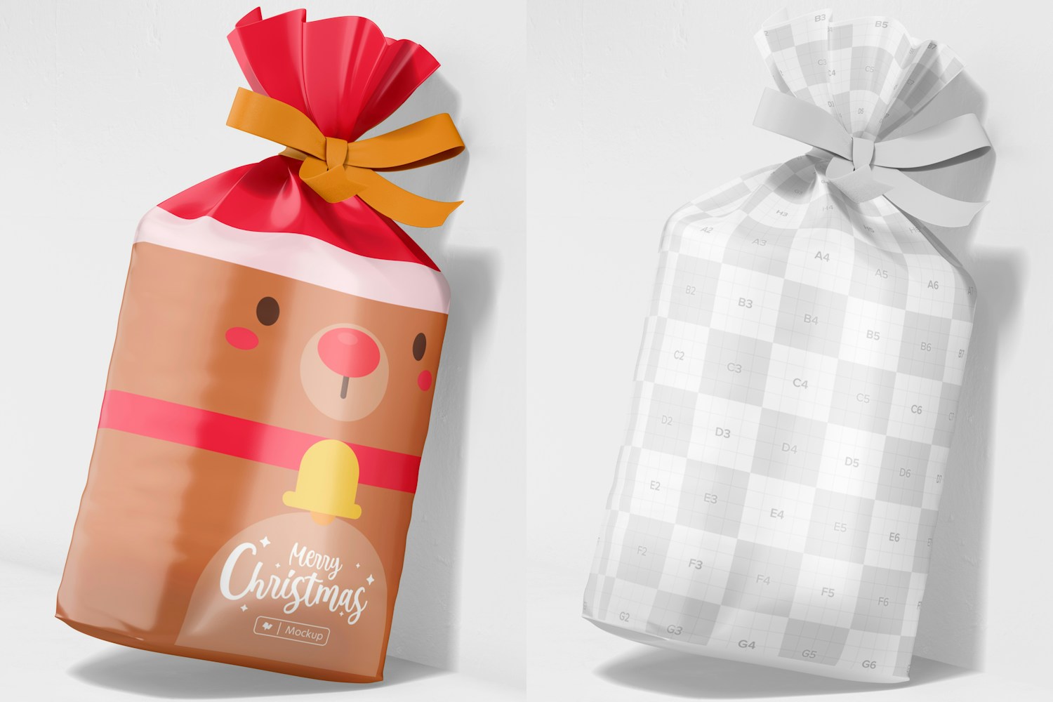 Plastic Pouch Bag for Candy Mockup, Leaned Plastic Pouch Bag for Candy Mockup, Leaned