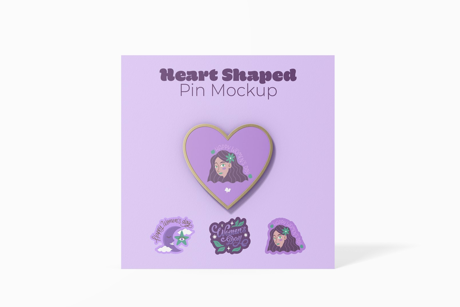 Heart Shaped Pin Mockup, Front View