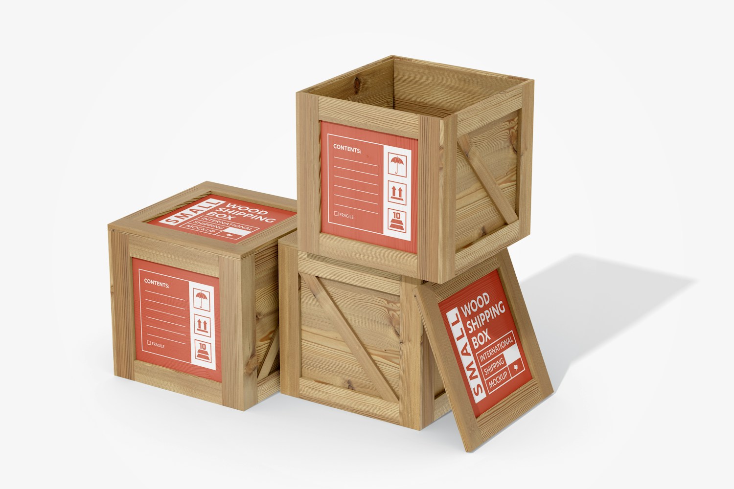 Small Wood Shipping Boxes Mockup