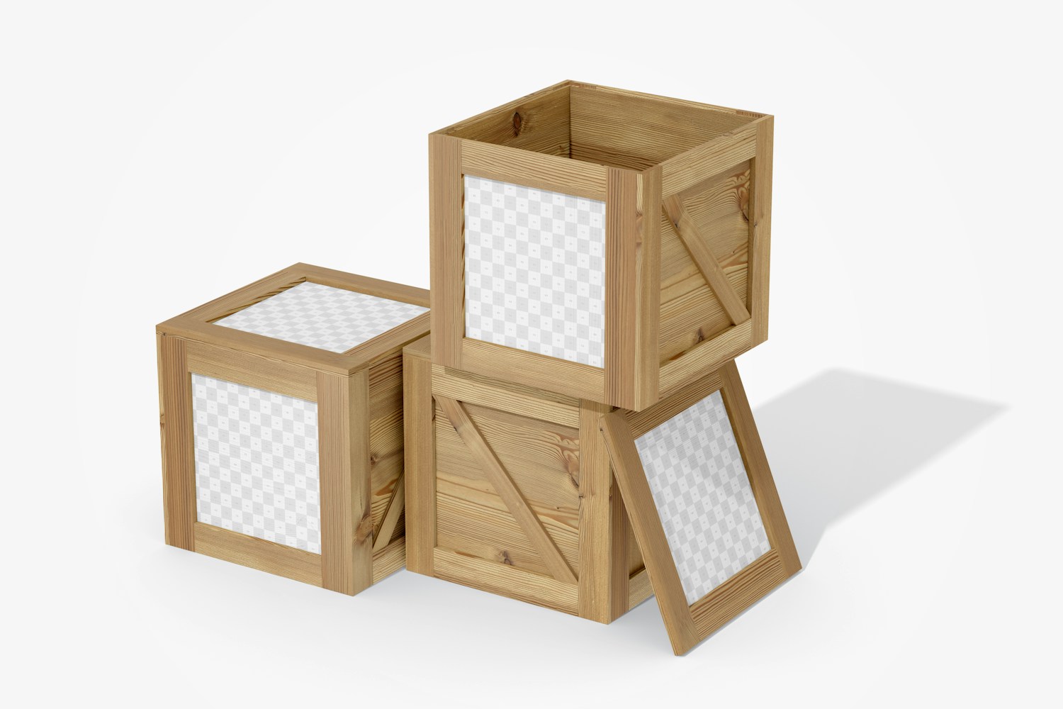 Small Wood Shipping Boxes Mockup