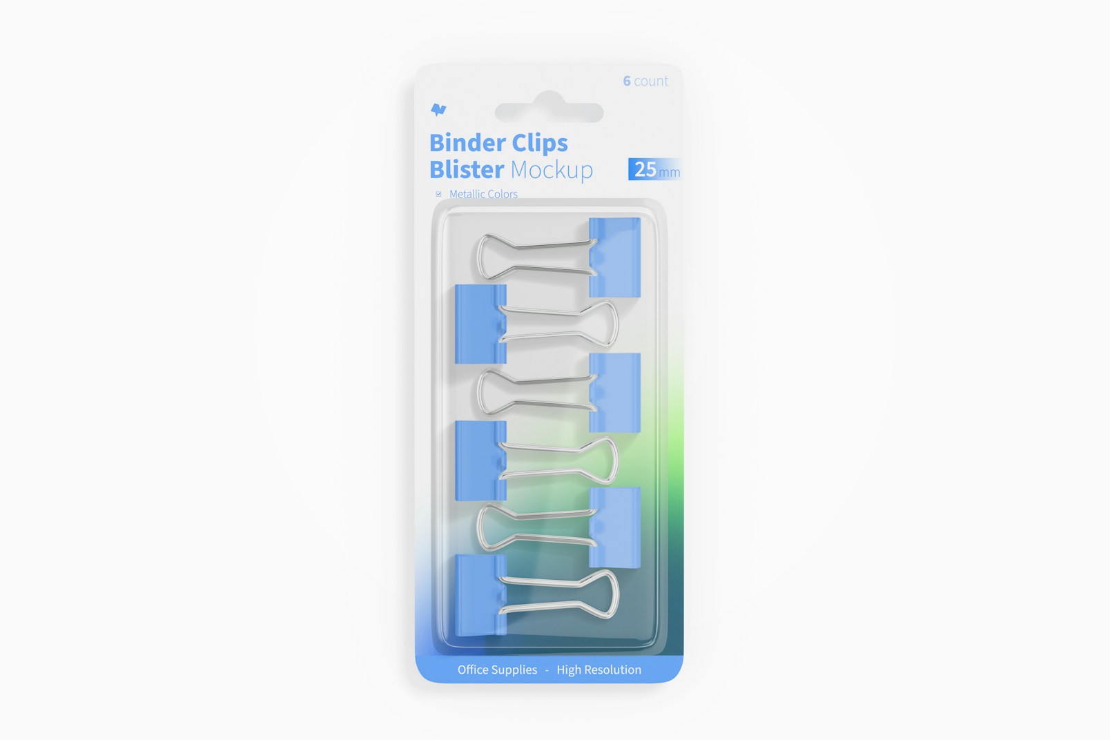 Binder Clips Blister Mockup, Top View