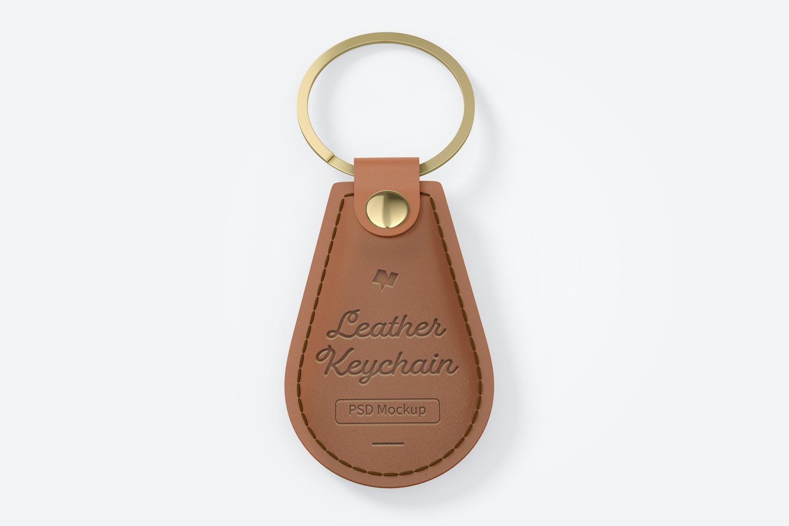 Leather Keychain with Button Mockup, Top View