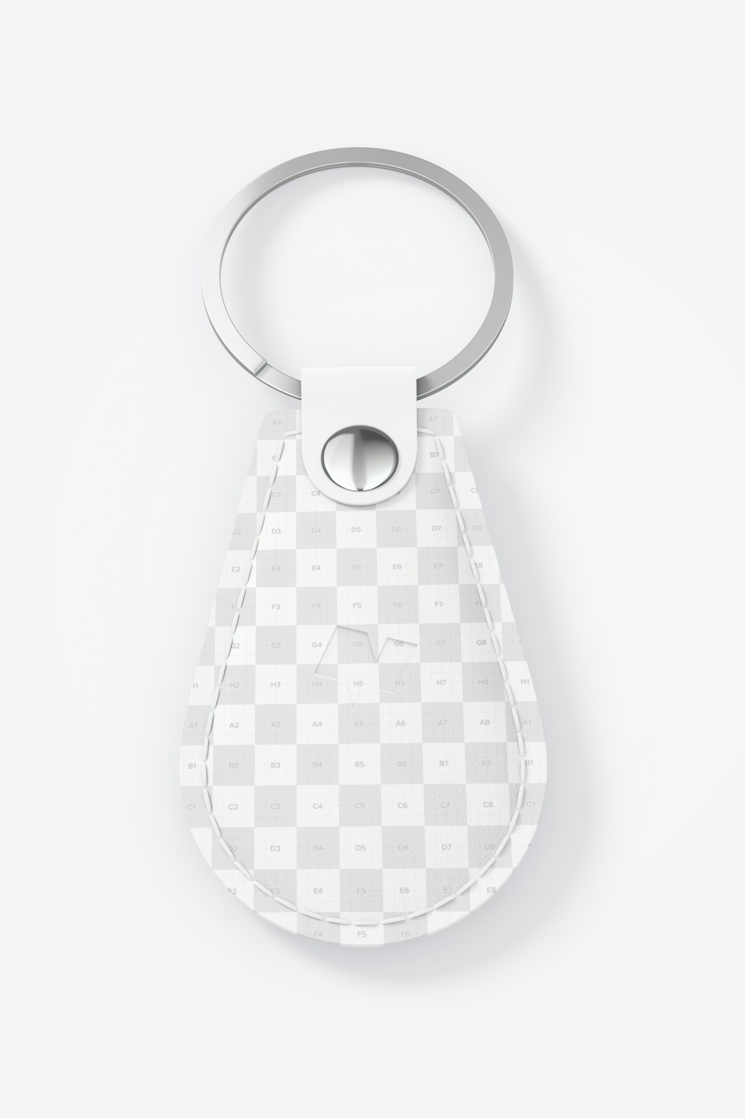 Leather Keychain with Button Mockup, Top View