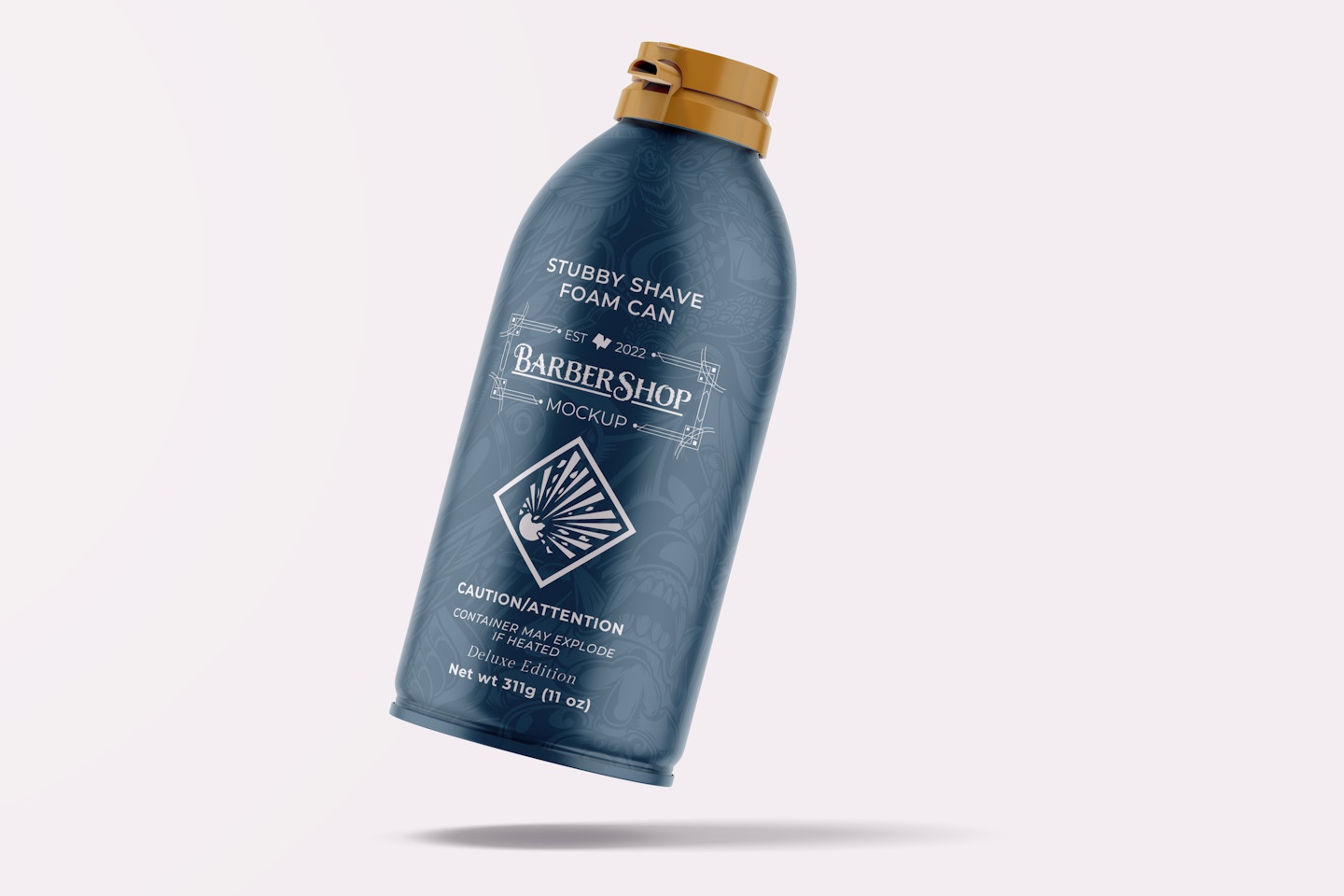 Stubby Shave Foam Can Mockup, Falling