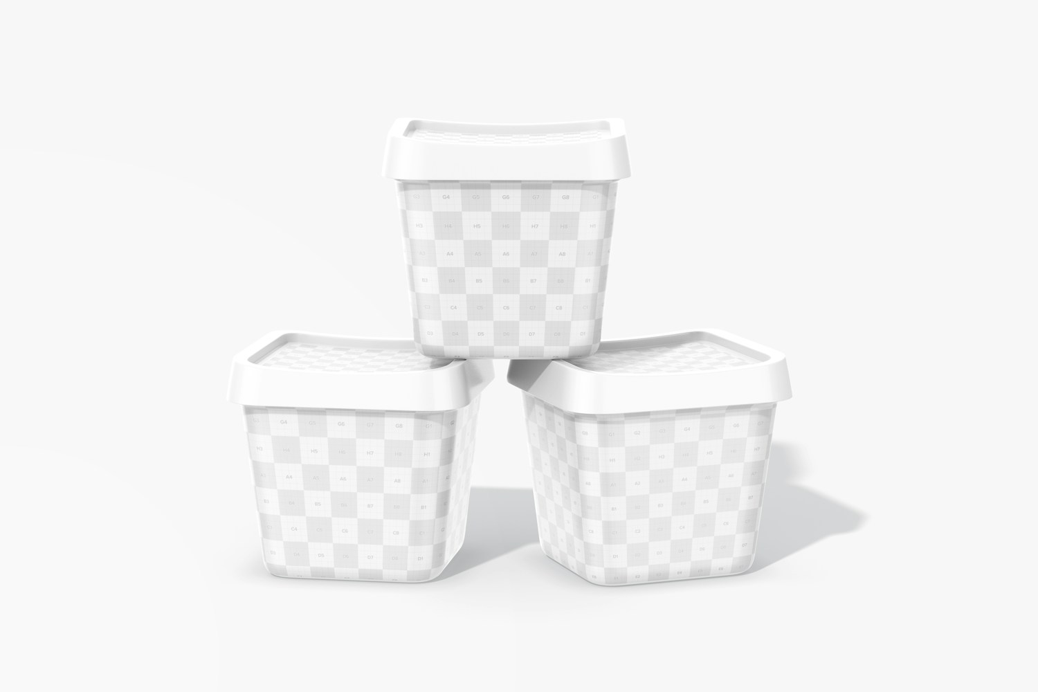 Plastic Ice Cream Containers Mockup, Stacked