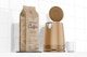 Kraft Paper Coffee Bag Mockup, Low Angle View