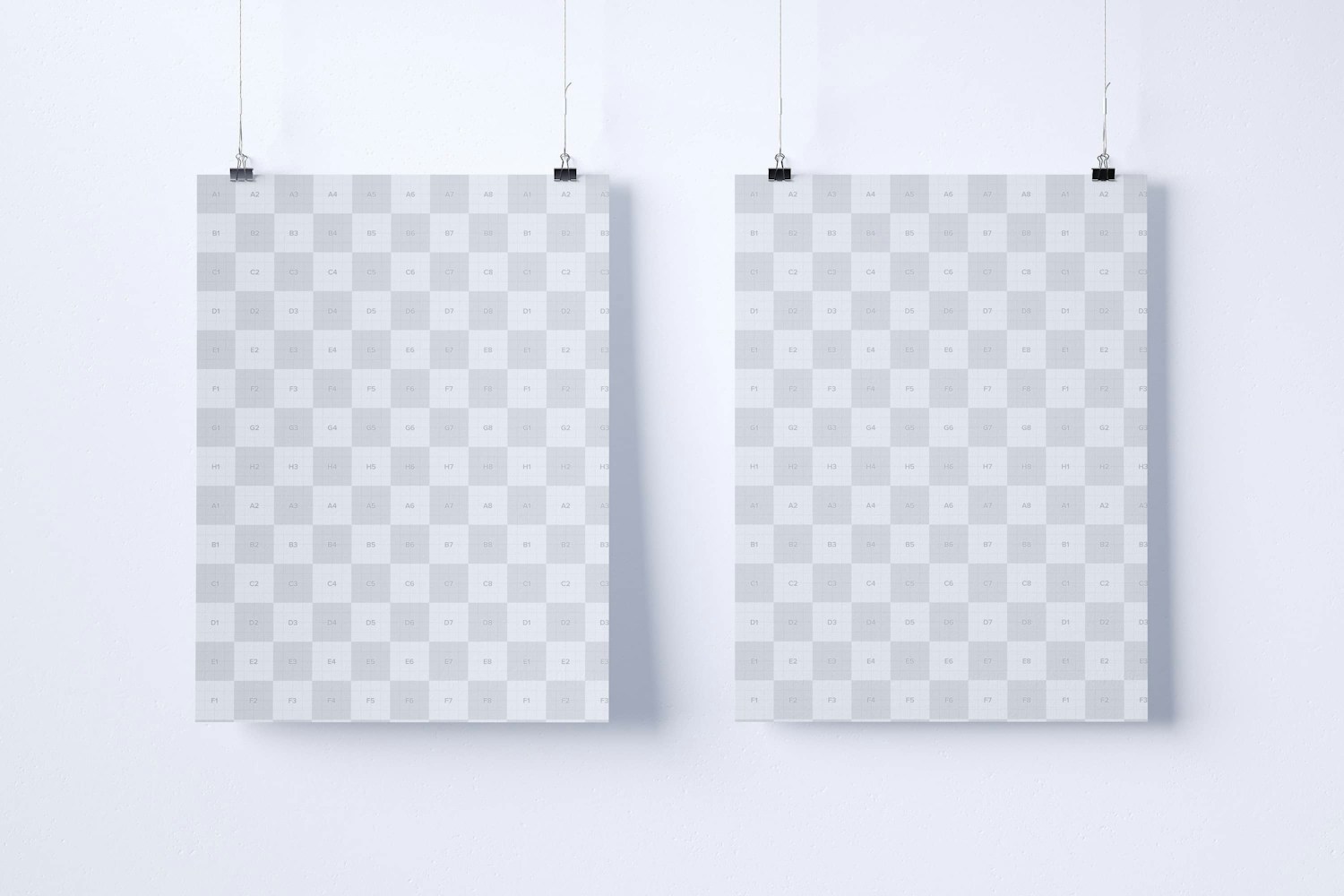 Two 3:4 Portrait Hanging Posters Mockup