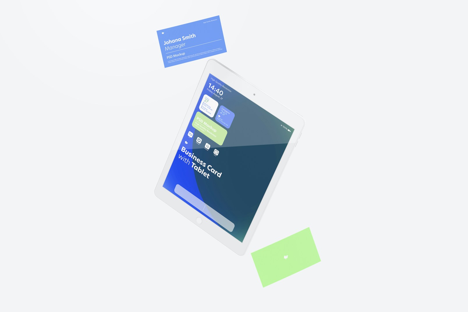 Business Card with iPad Mockup, Floating