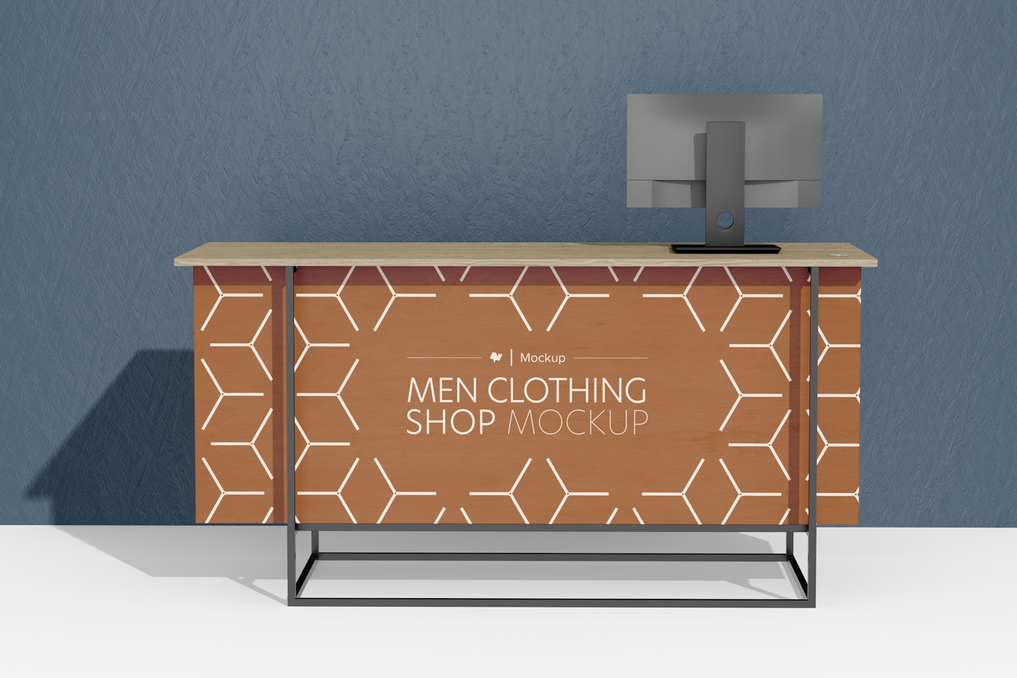 Clothes Shop Counter Mockup, with Computer