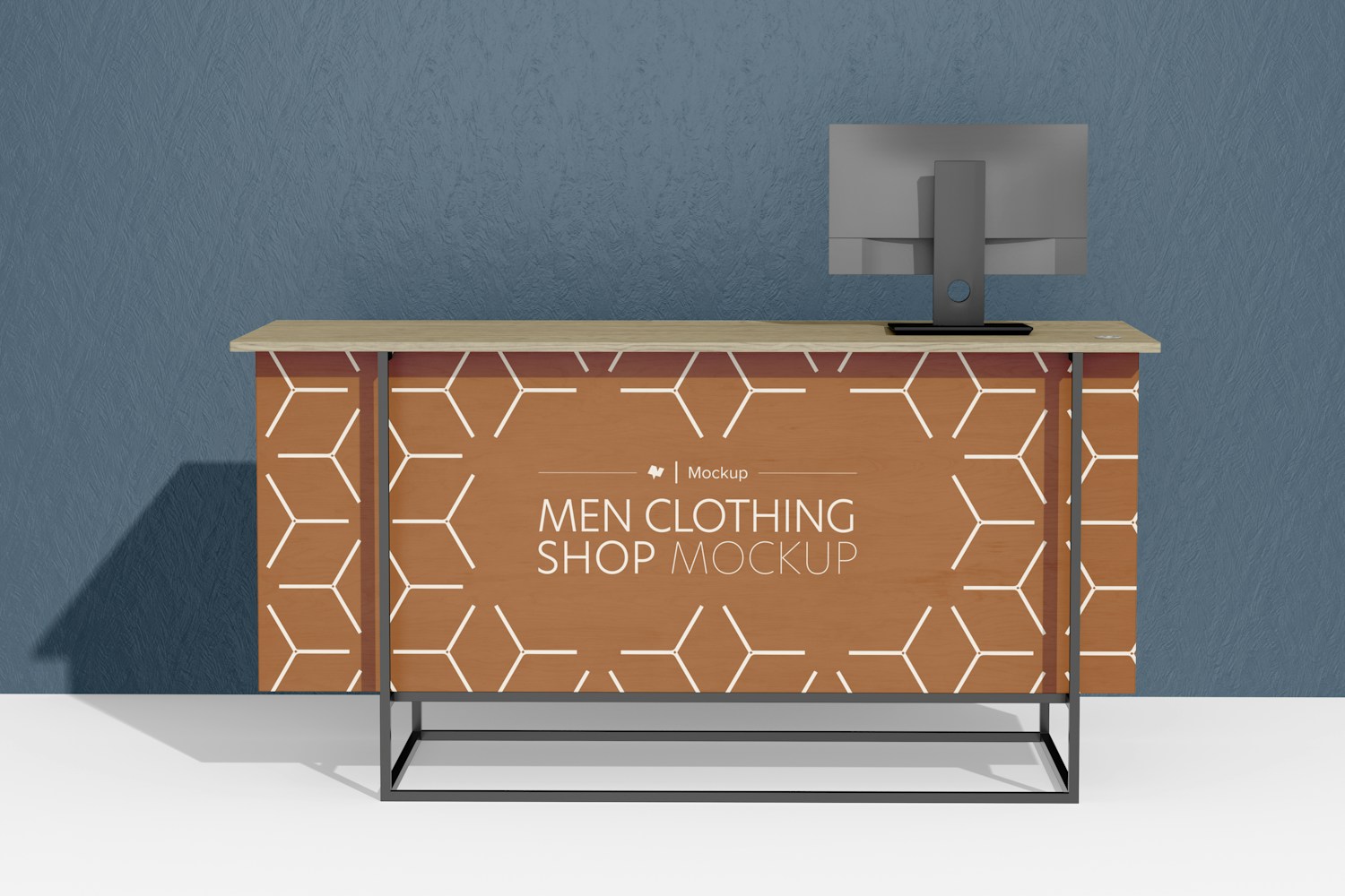 Clothes Shop Counter Mockup, with Computer