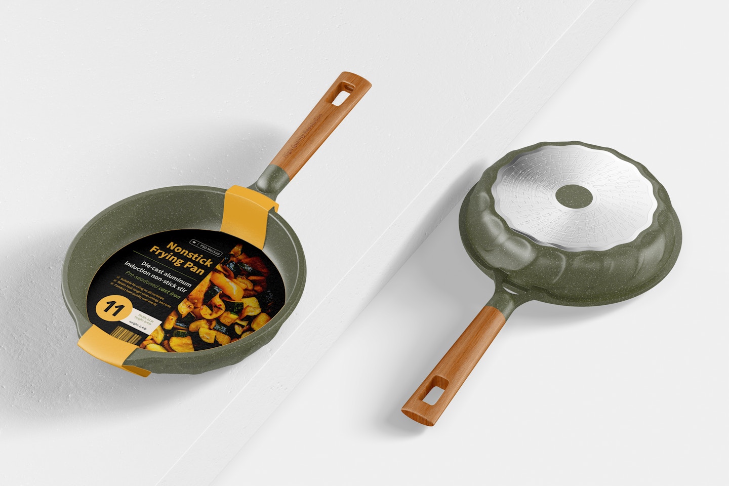 Nonstick Frying Pan Mockup, Front and Back
