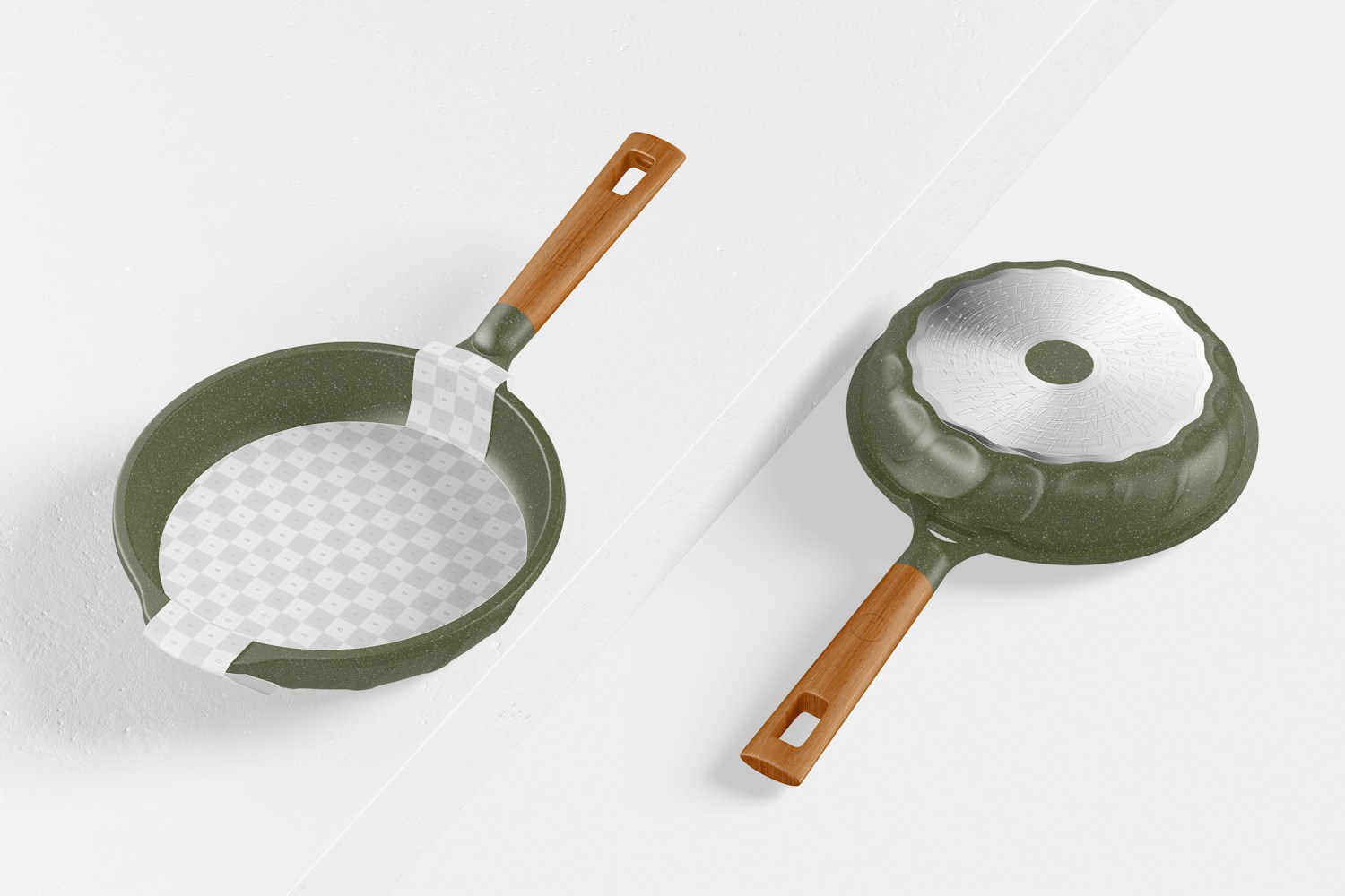 Nonstick Frying Pan Mockup, Front and Back