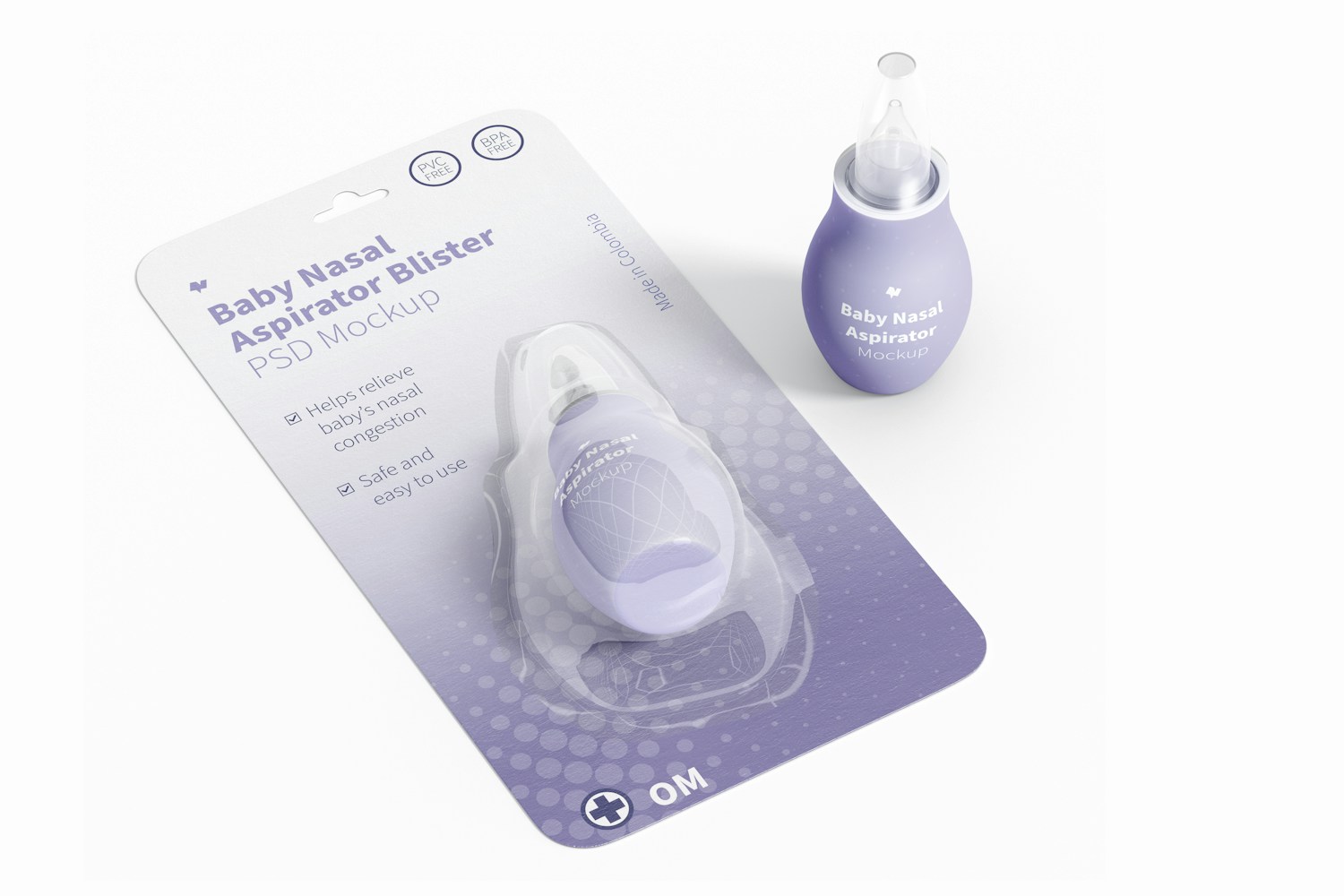 Baby Silicone Nasal Aspirator Blister Mockup, Top View Baby Silicone Nasal Aspirator Blister Mockup, Top View
