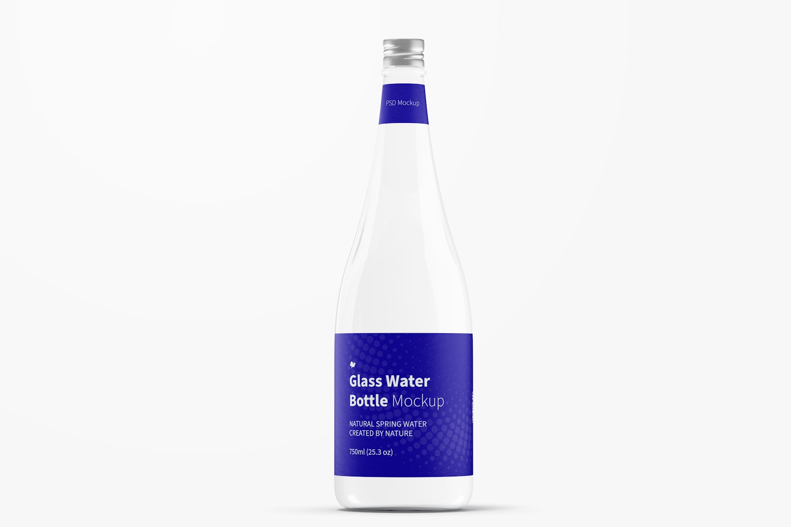 Glass Water Bottle Mockup, Front View