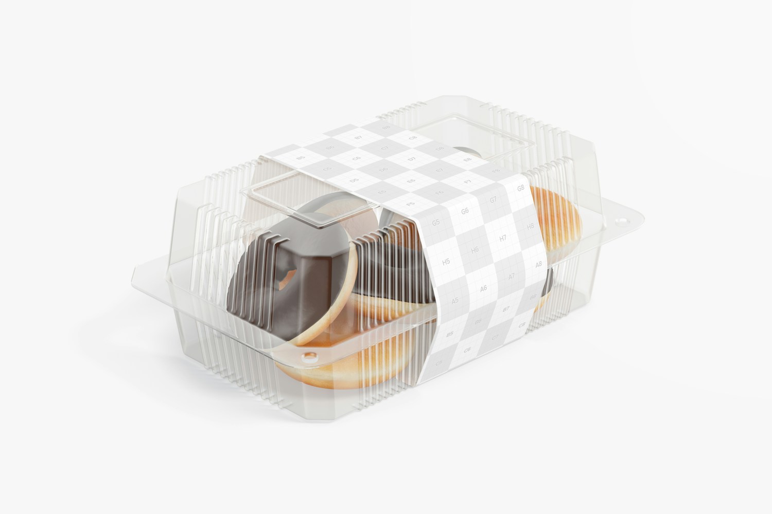 Clear Disposable Dessert Box Mockup, Left View