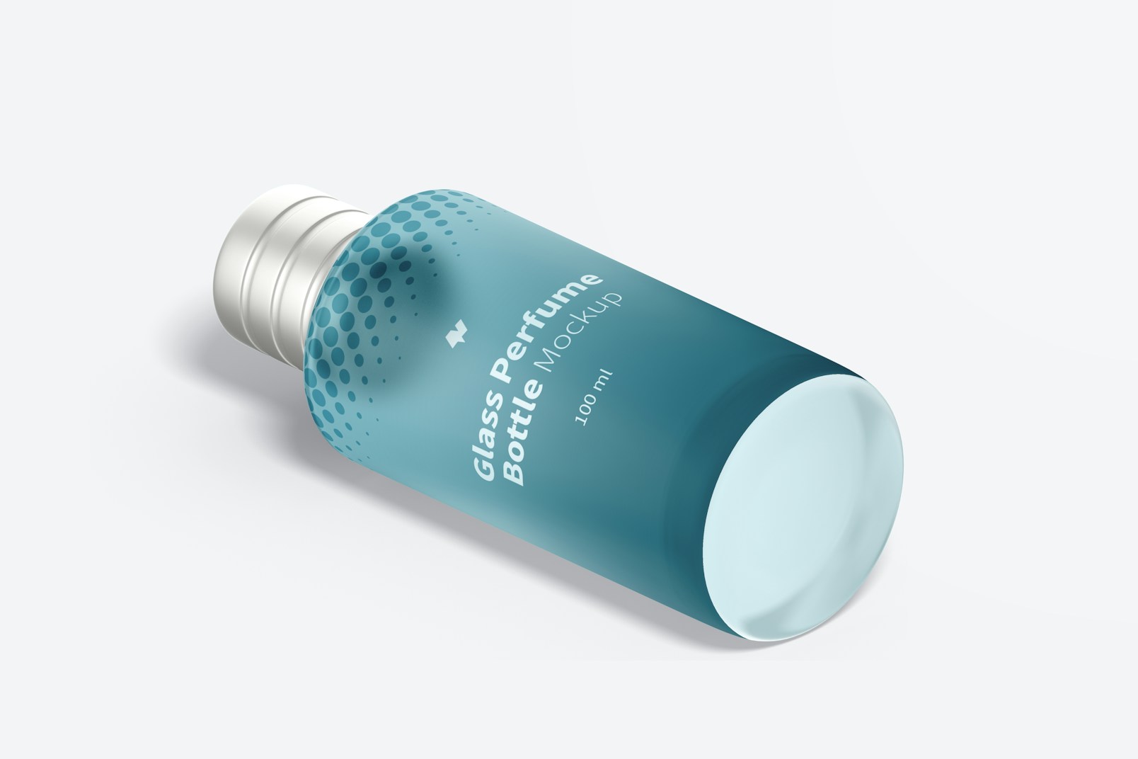 Maqueta de Perfume en Botella de Vidrio de 100 ml, Vista Isométrica Izquierda