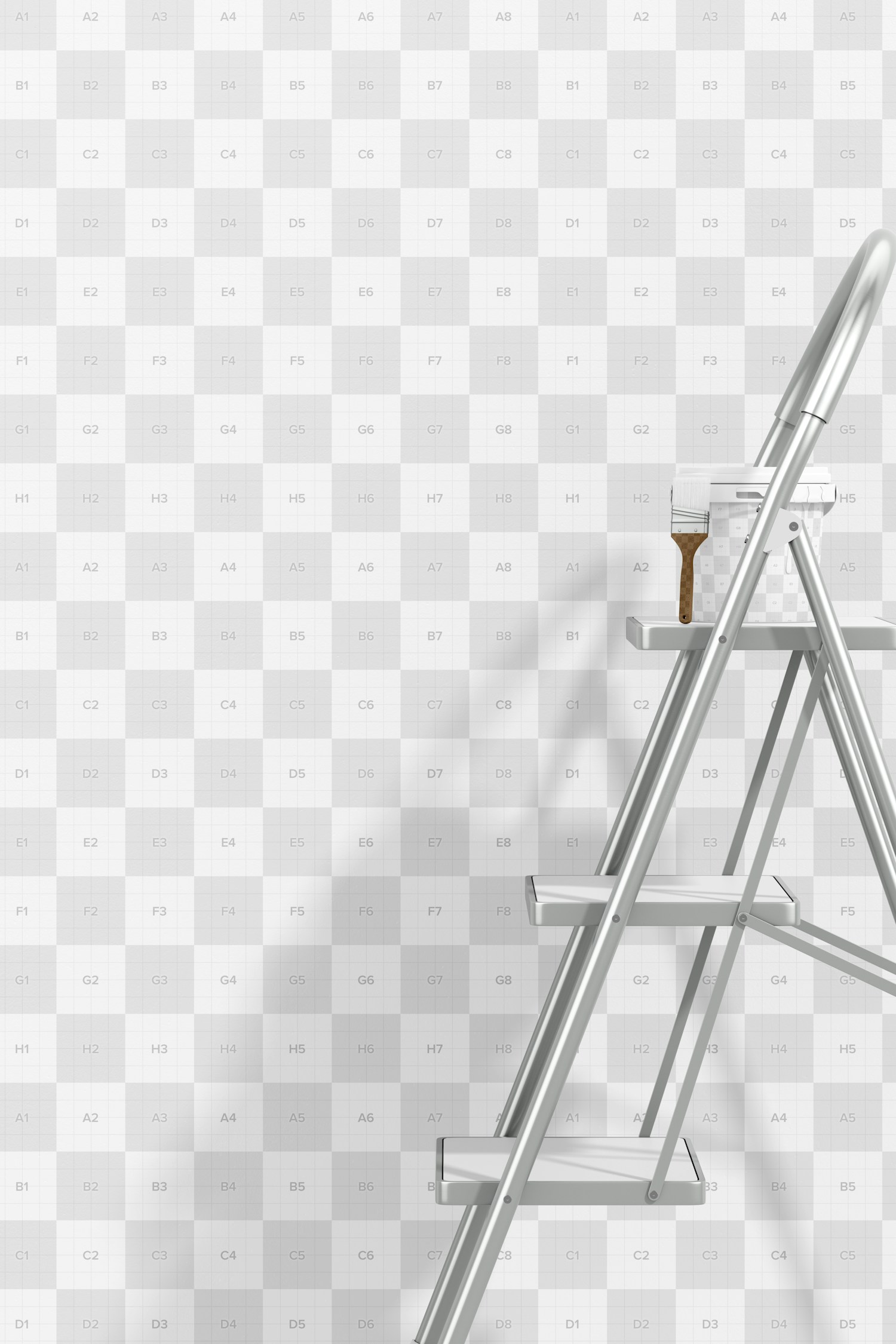 Wall Painting Project Mockup, with Ladder