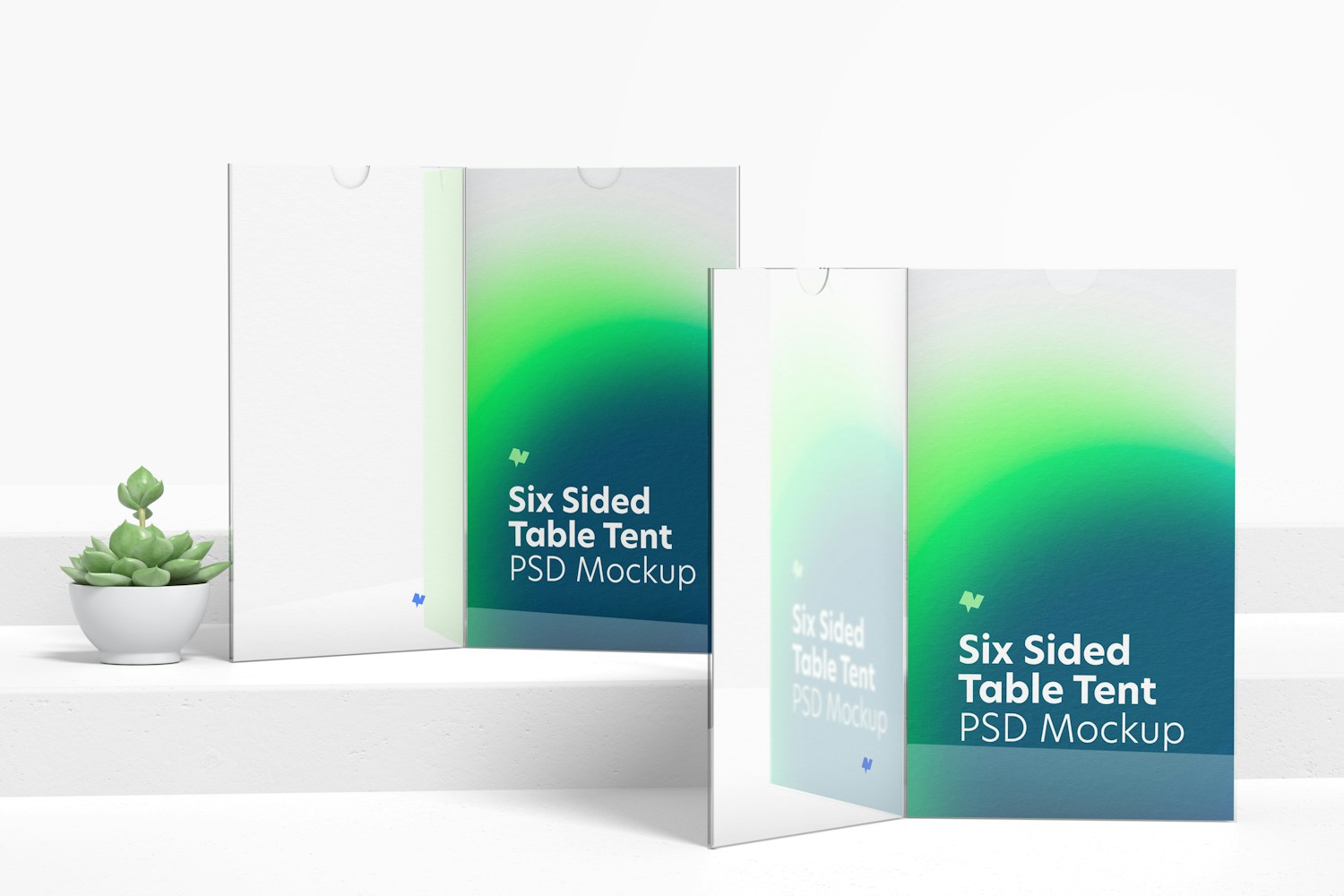 Six Sided Acrylic Table Tents Mockup, Front View