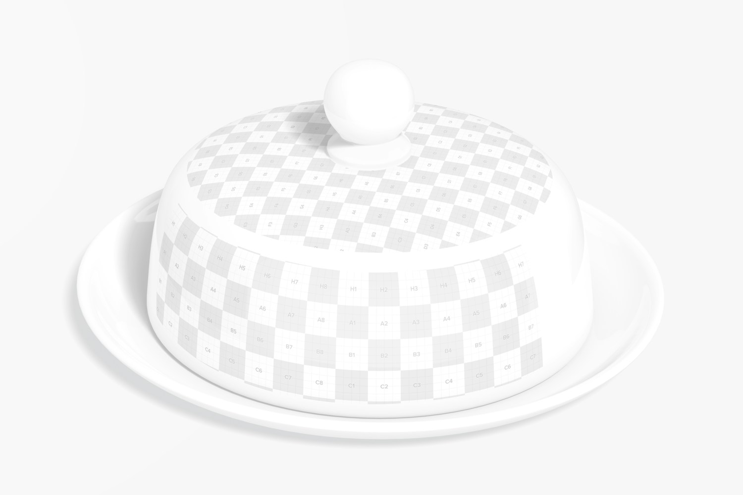 Mini Oval Butter Dish with Lid Mockup, Perspective