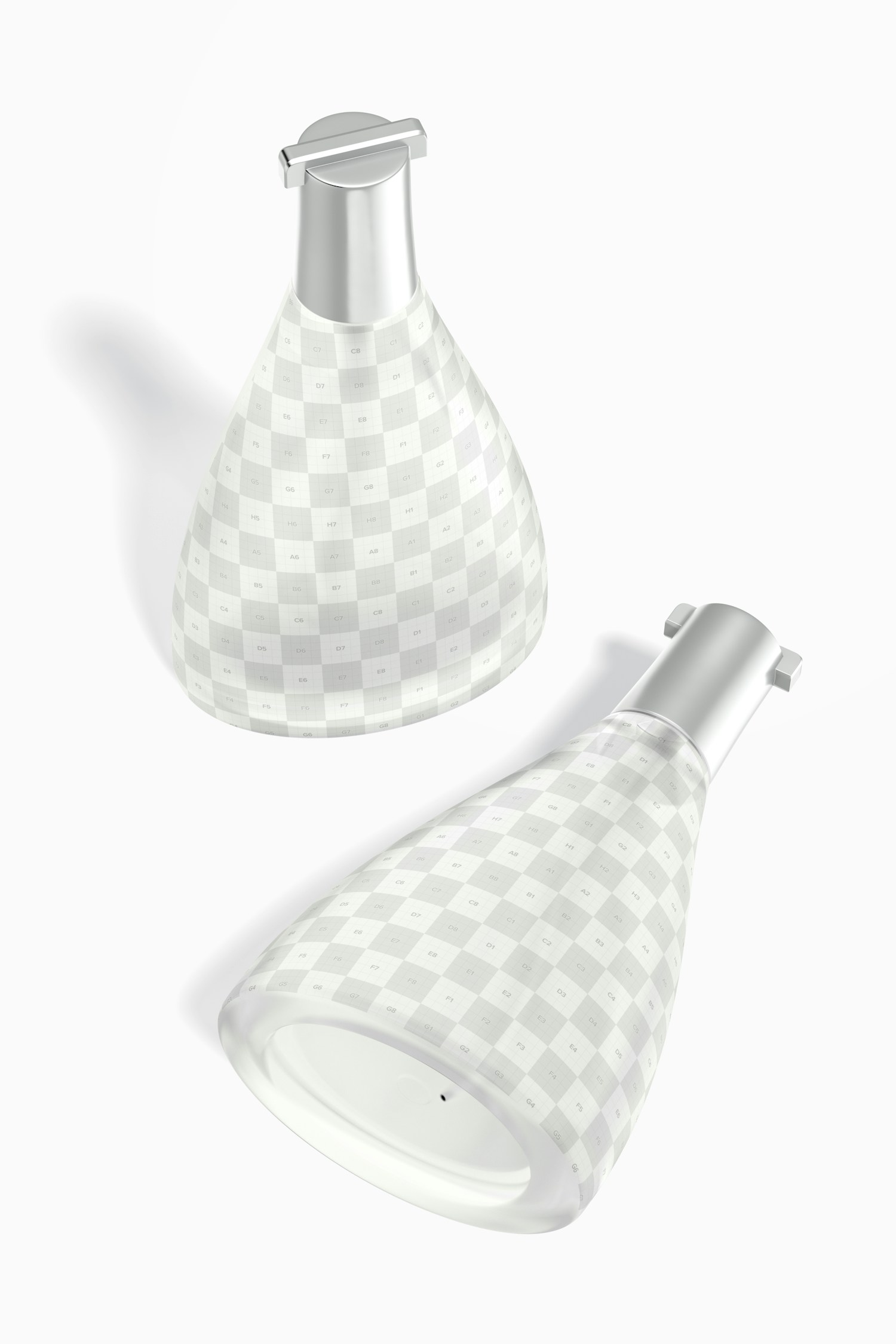 Triangular Luxury Perfume Bottles Mockup, Standing and Dropped