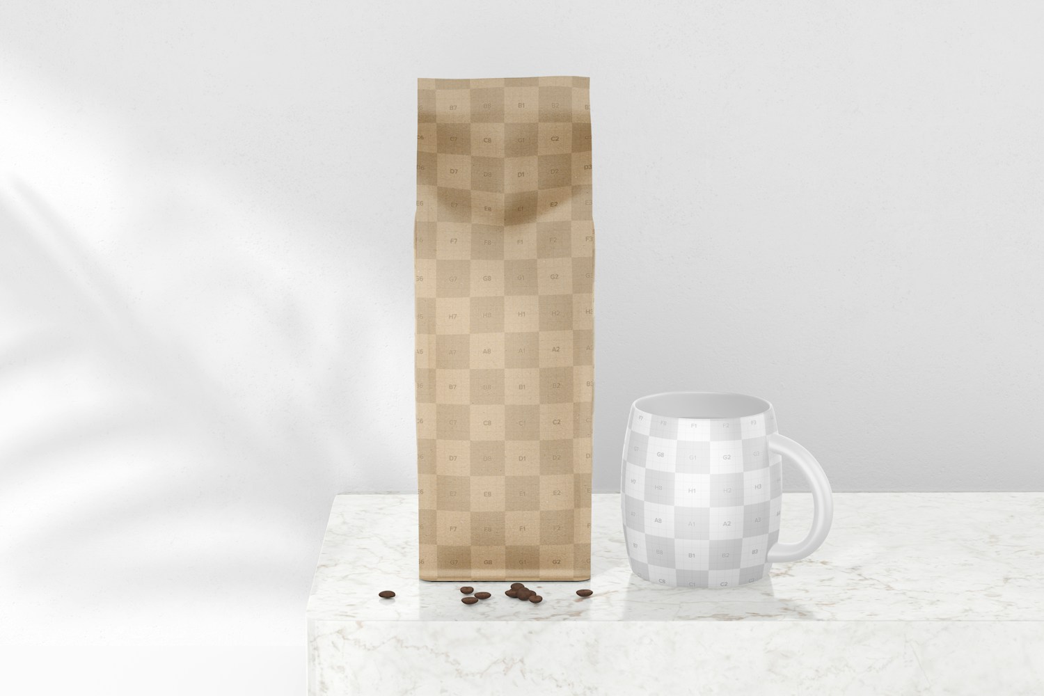 Kraft Paper Coffee Bag with Cup Mockup