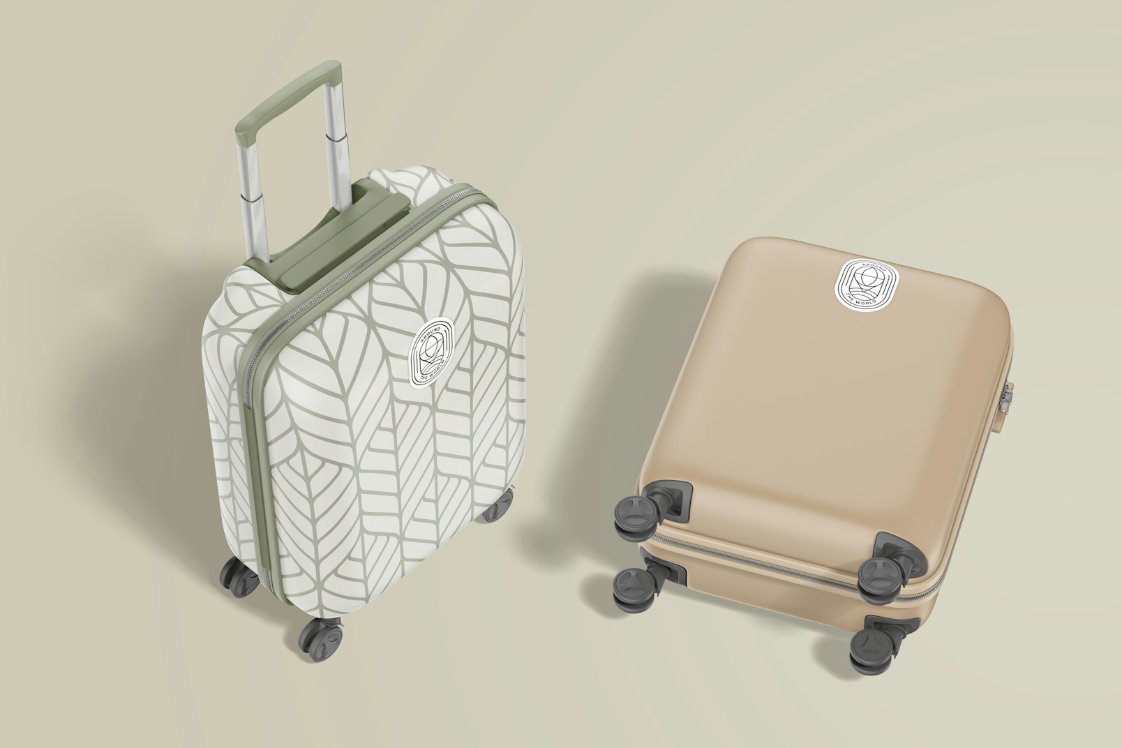 Medium Suitcases Mockup, Standing and Dropped