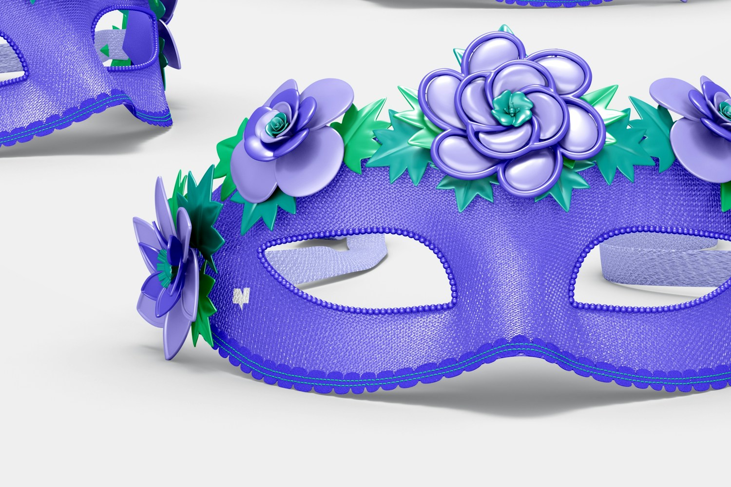 Floral Venetian Half-Face Masks Mockup, Front View
