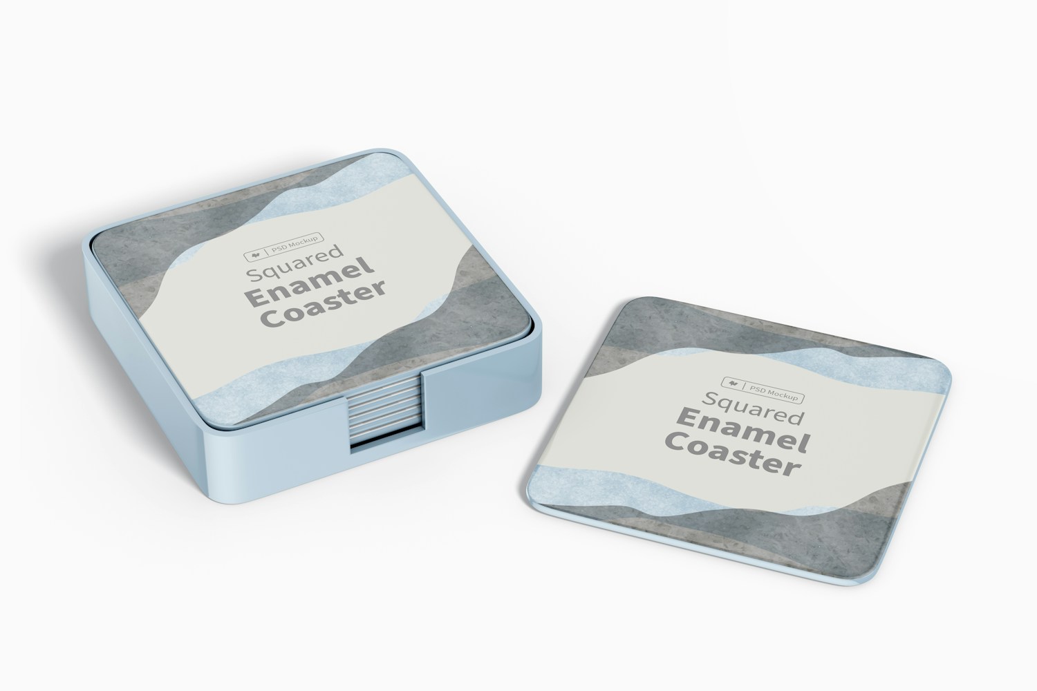Squared Enamel Coasters Mockup Squared Enamel Coasters Mockup