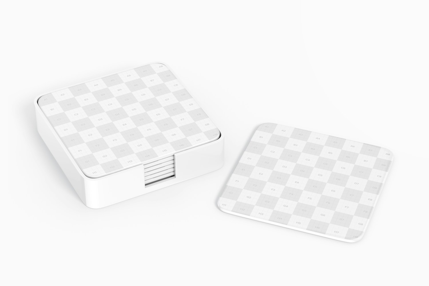 Squared Enamel Coasters Mockup