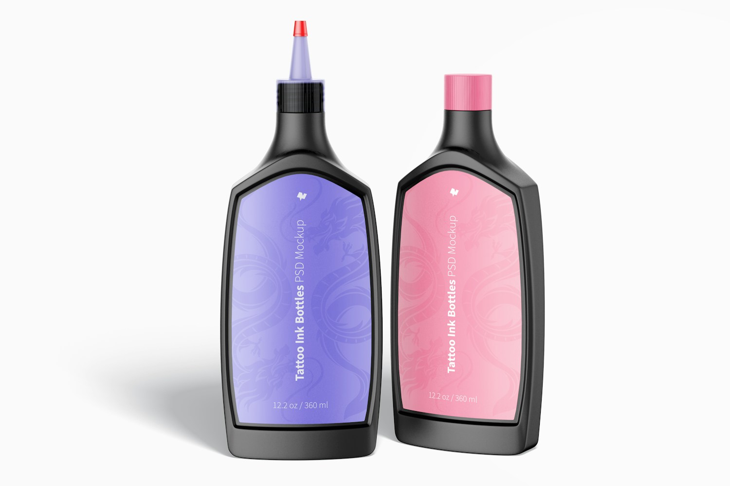 12.2 oz Tattoo Ink Bottles Mockup 12.2 oz Tattoo Ink Bottles Mockup