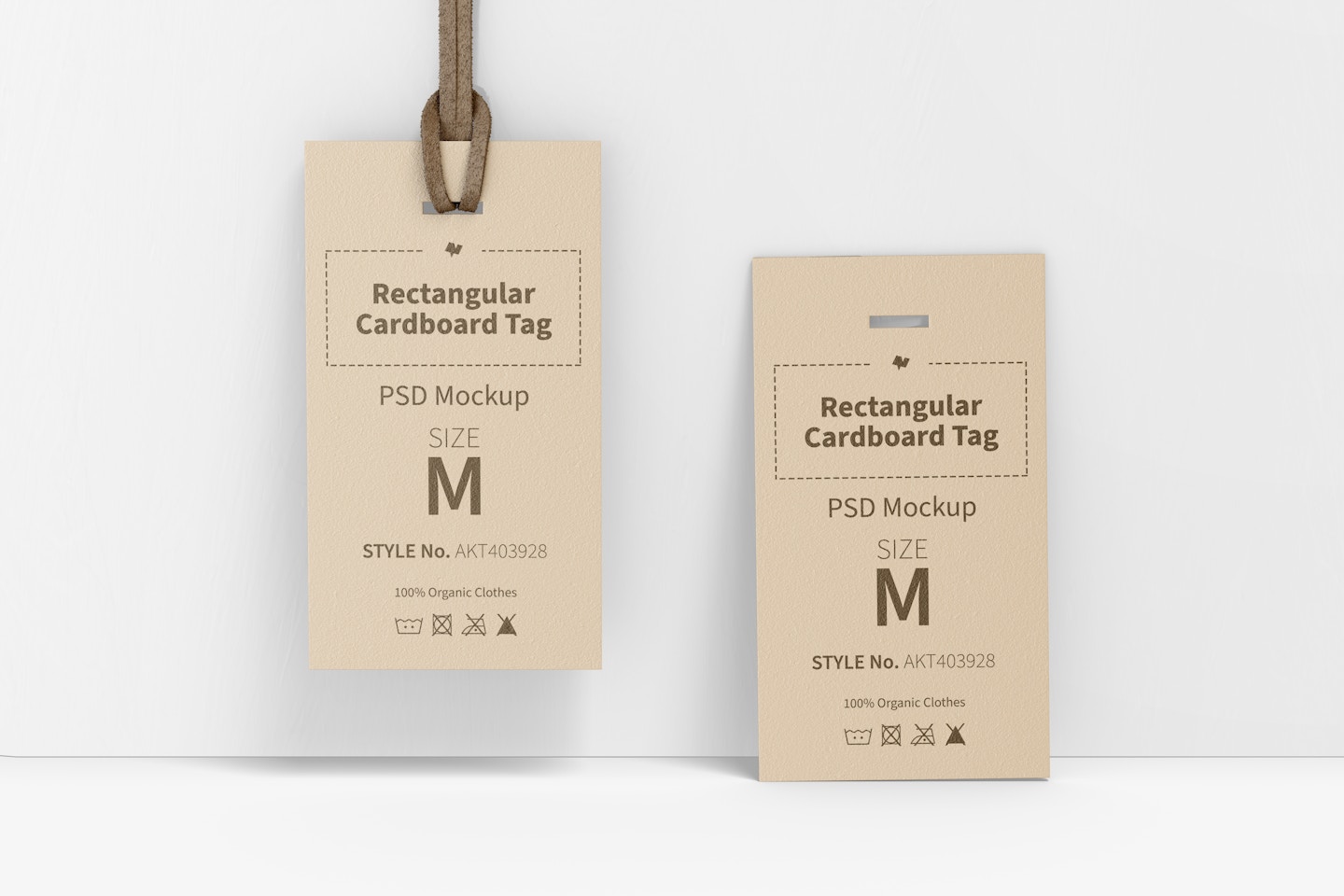 Rectangular Cardboard Tag Mockup, Leaned