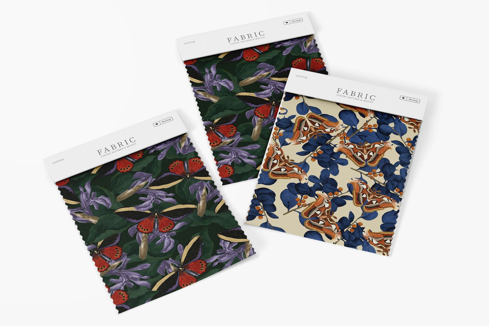 Cotton Fabric Swatches Mockup, Top View