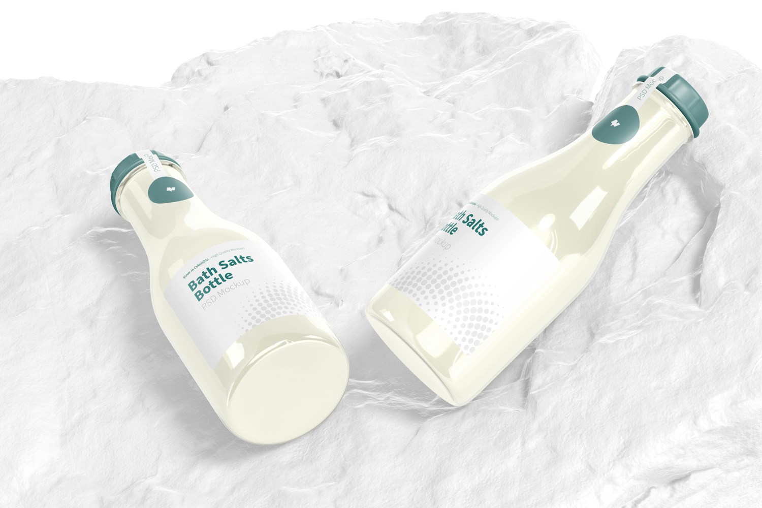 Bath Salts Bottles Mockup, Top View Bath Salts Bottles Mockup, Top View