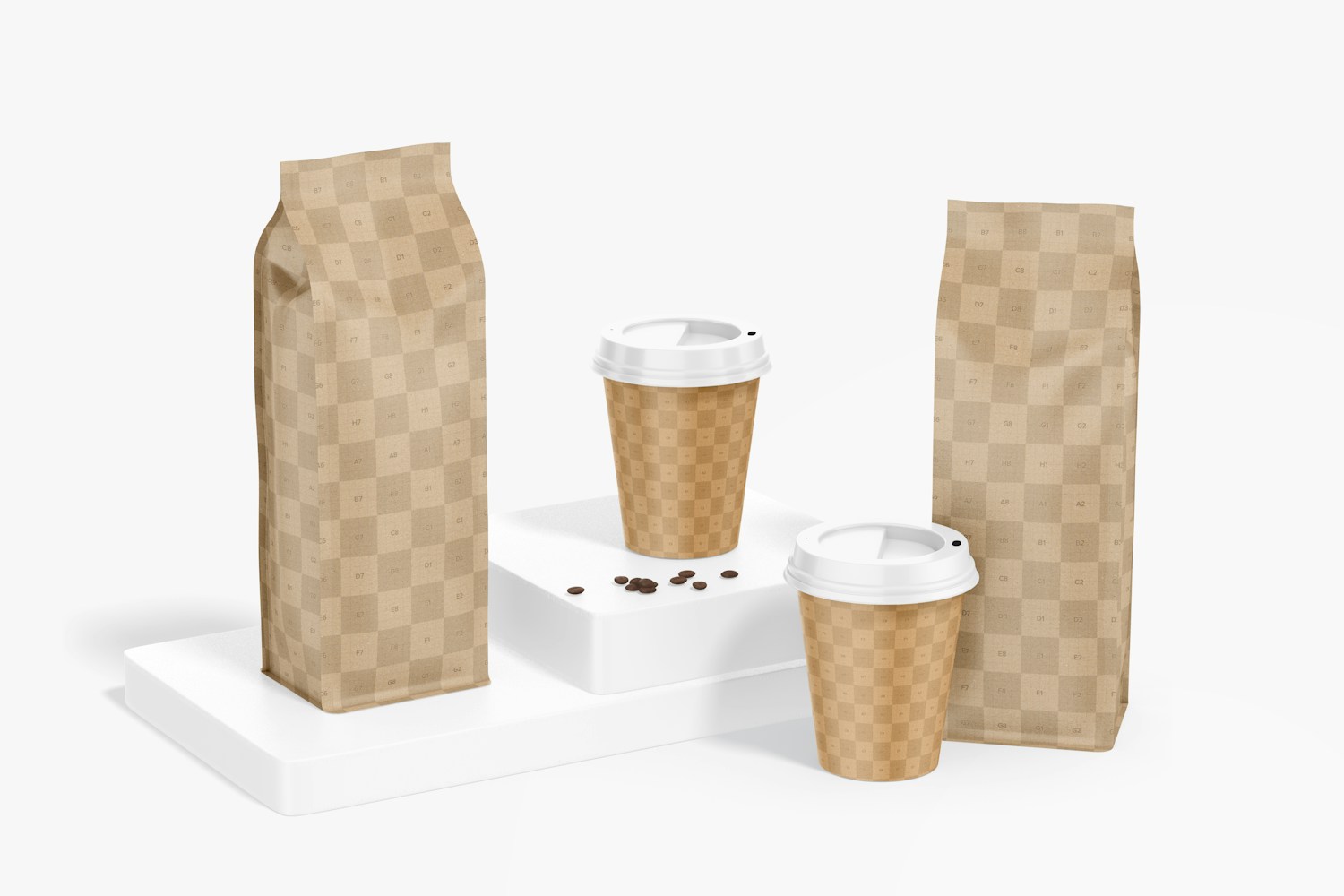 Kraft Paper Coffee Bags Mockup Kraft Paper Coffee Bags Mockup