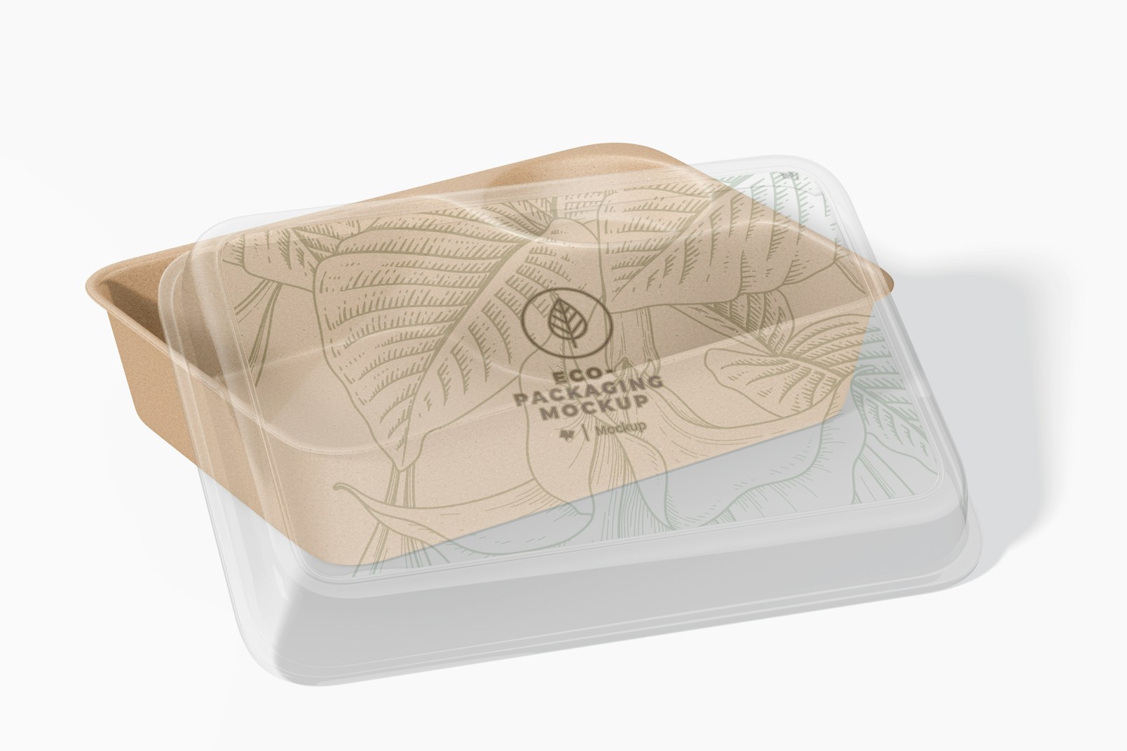 Eco Rectangular Food Container Mockup, Opened