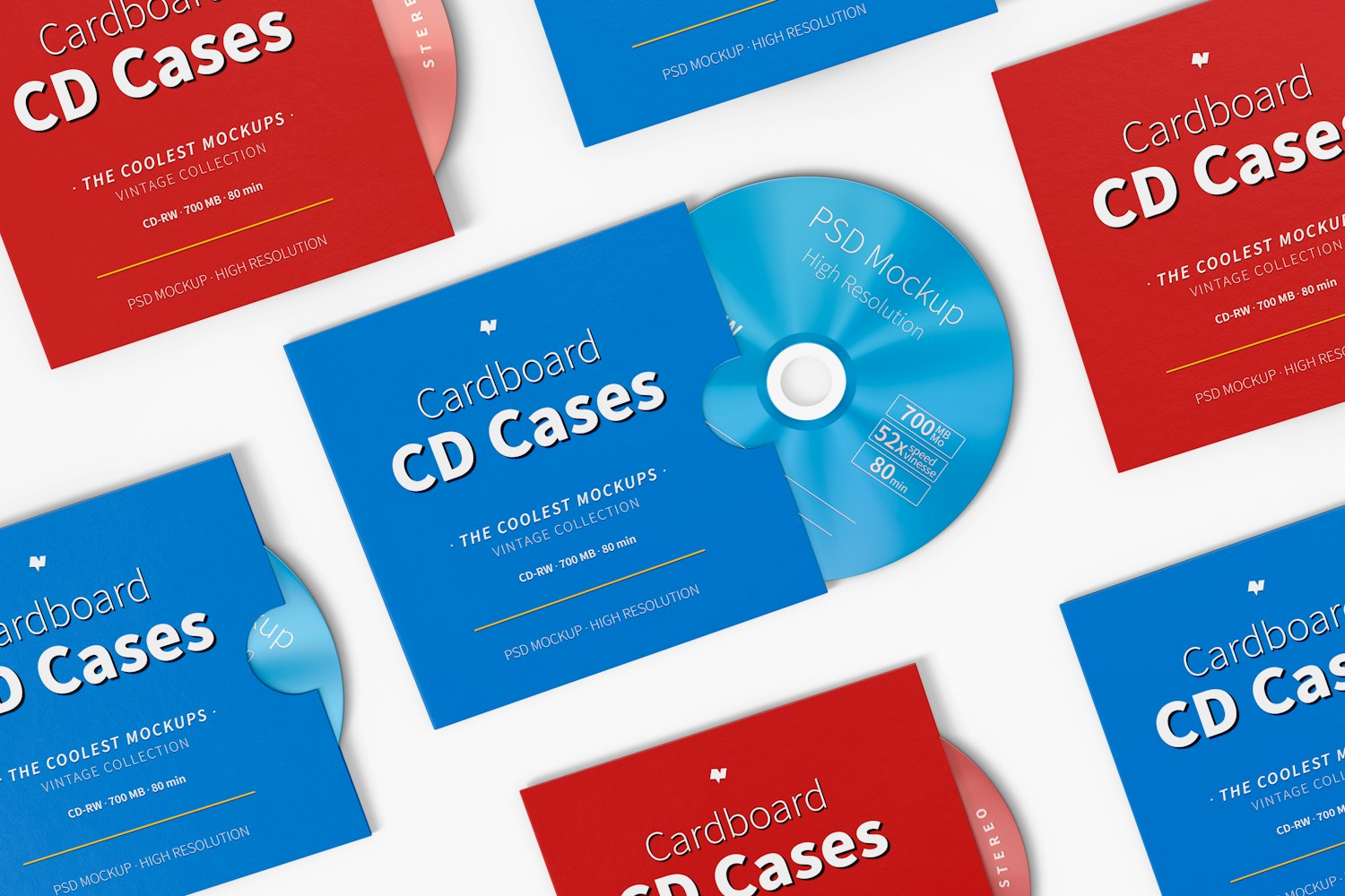 Cardboard CD Cases Set Mockup