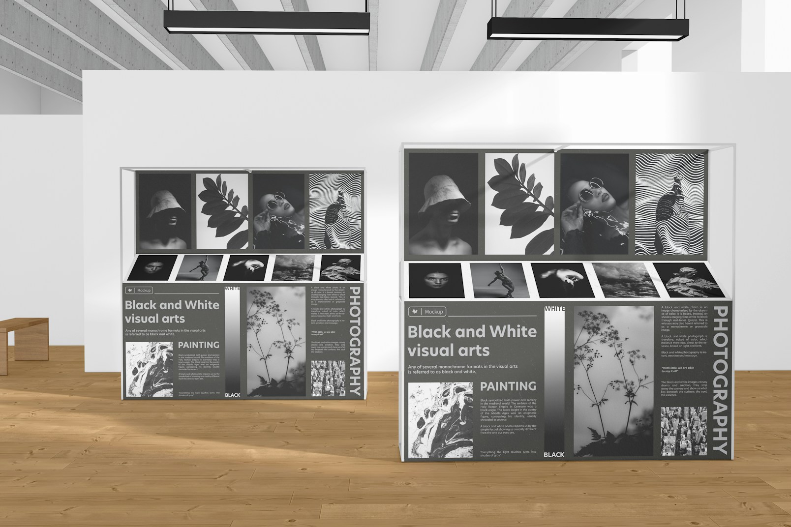 Large Exhibition Poster Stands Mockup, Front View