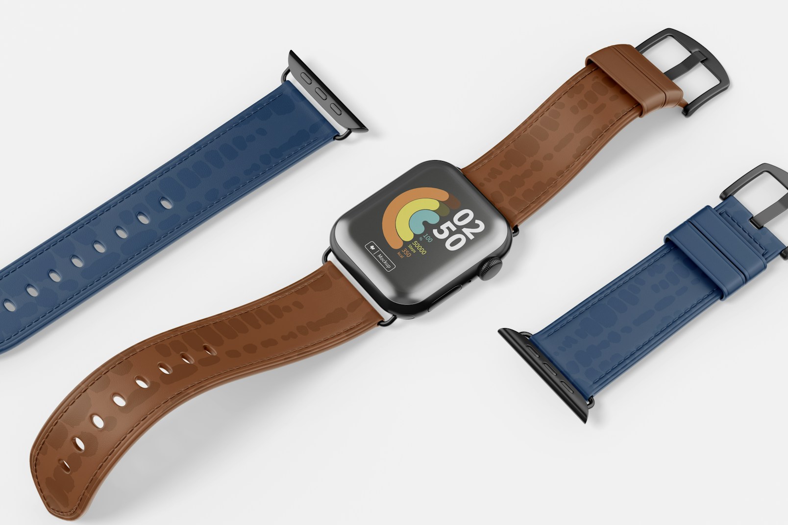 Leather Band Apple Watch 7 Mockup, Floating
