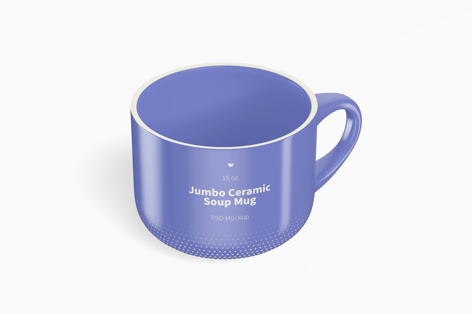 Maqueta de Mug Jumbo para Sopa, Vista Isometrica Derecha