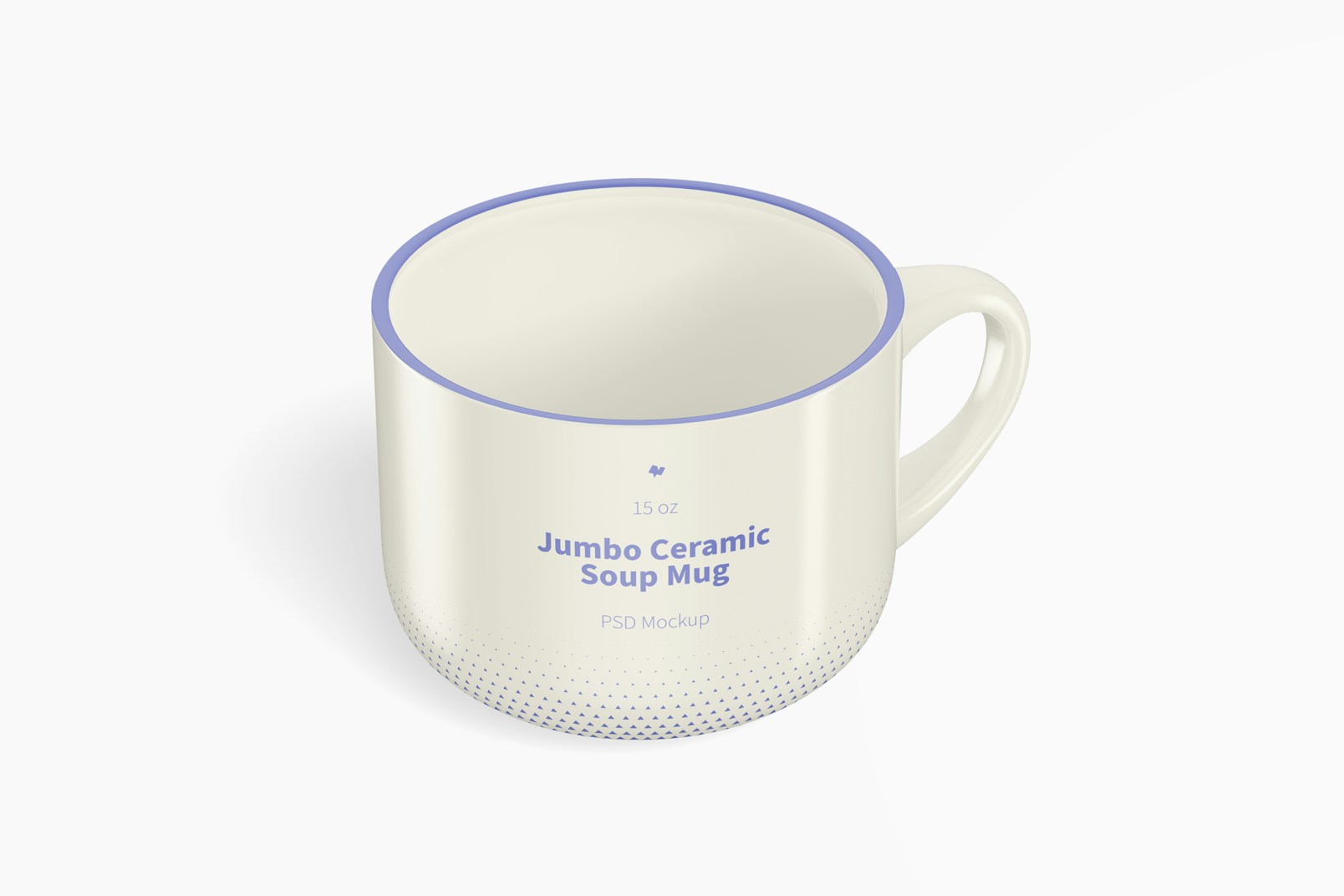 15 oz Jumbo Ceramic Soup Mug Mockup, Isometric Right View