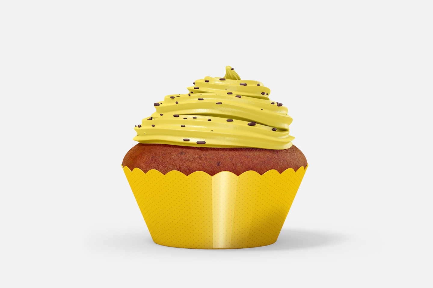 Cupcake with Wrapper Mockup, Front View