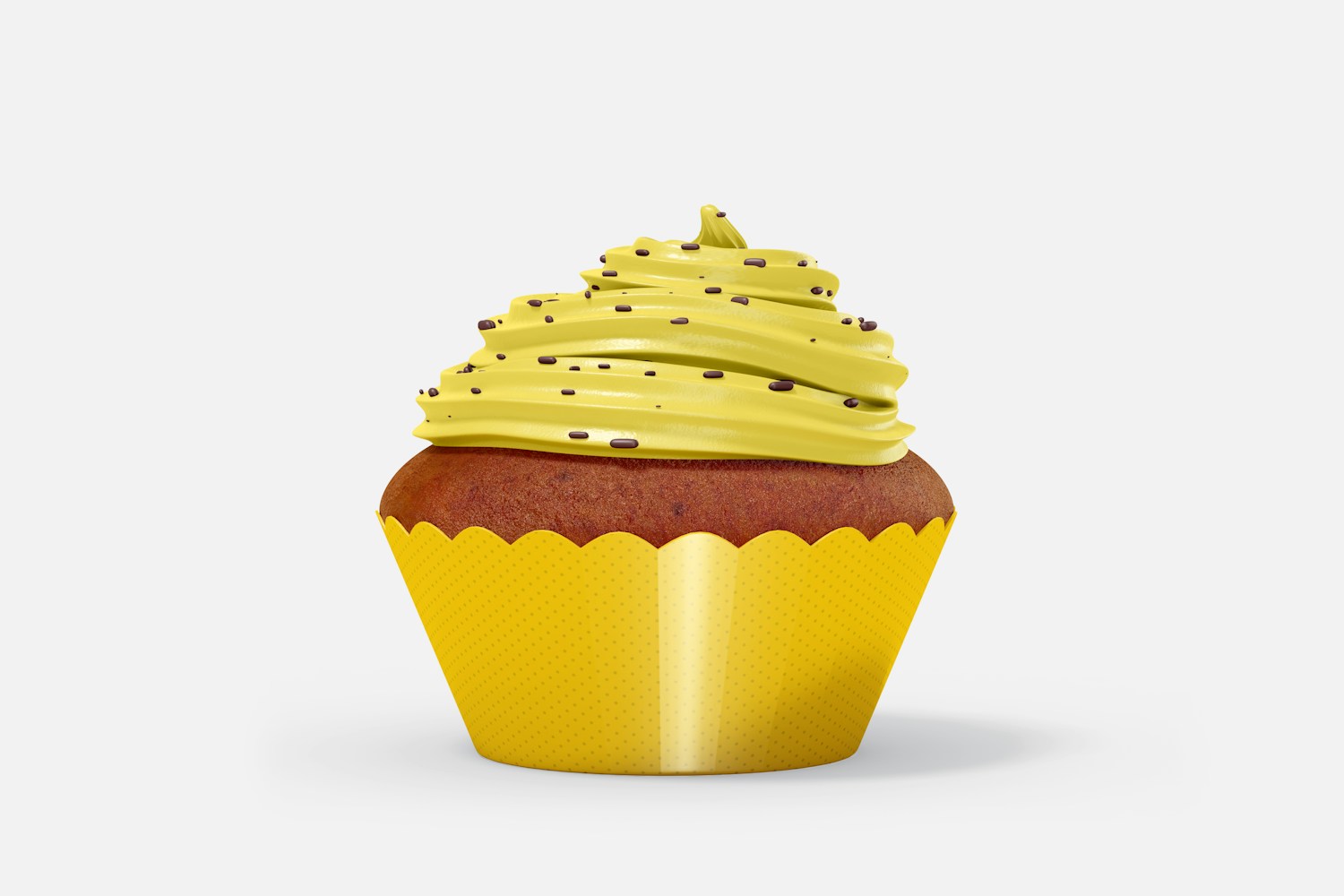 Cupcake with Wrapper Mockup, Front View