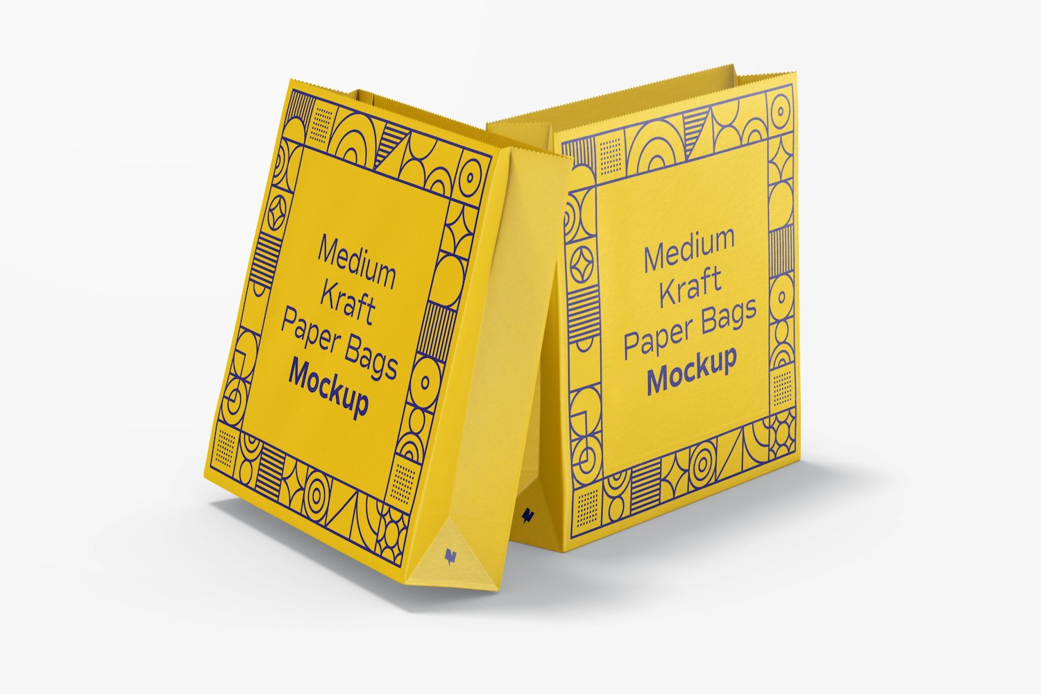 Medium Kraft Paper Bags Mockup, Front View Medium Kraft Paper Bags Mockup, Front View