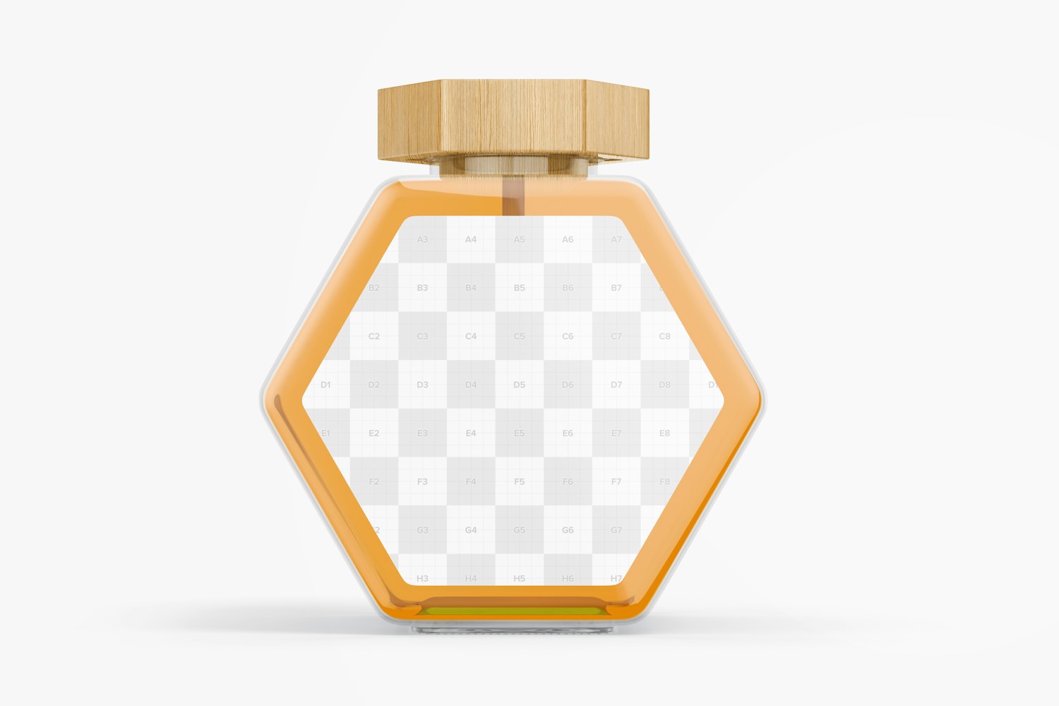 Hexagon Shaped Honey Jar Mockup, Front View