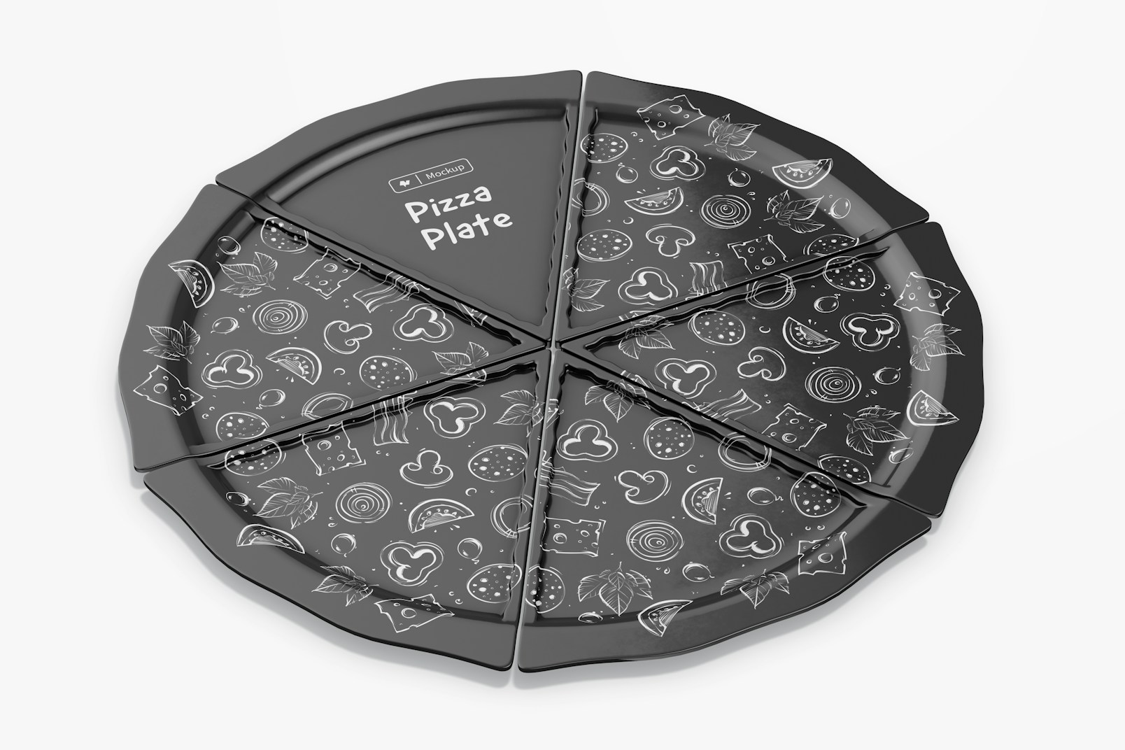 Pizza Plates Mockup, Perspective View