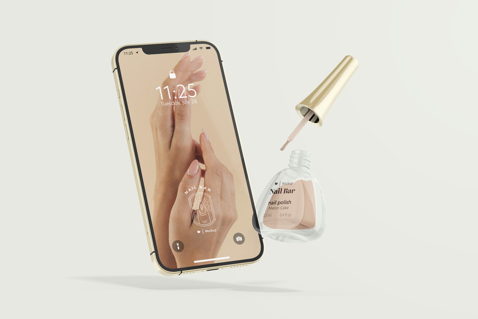 Nail Bar with Devices Mockup, Floating