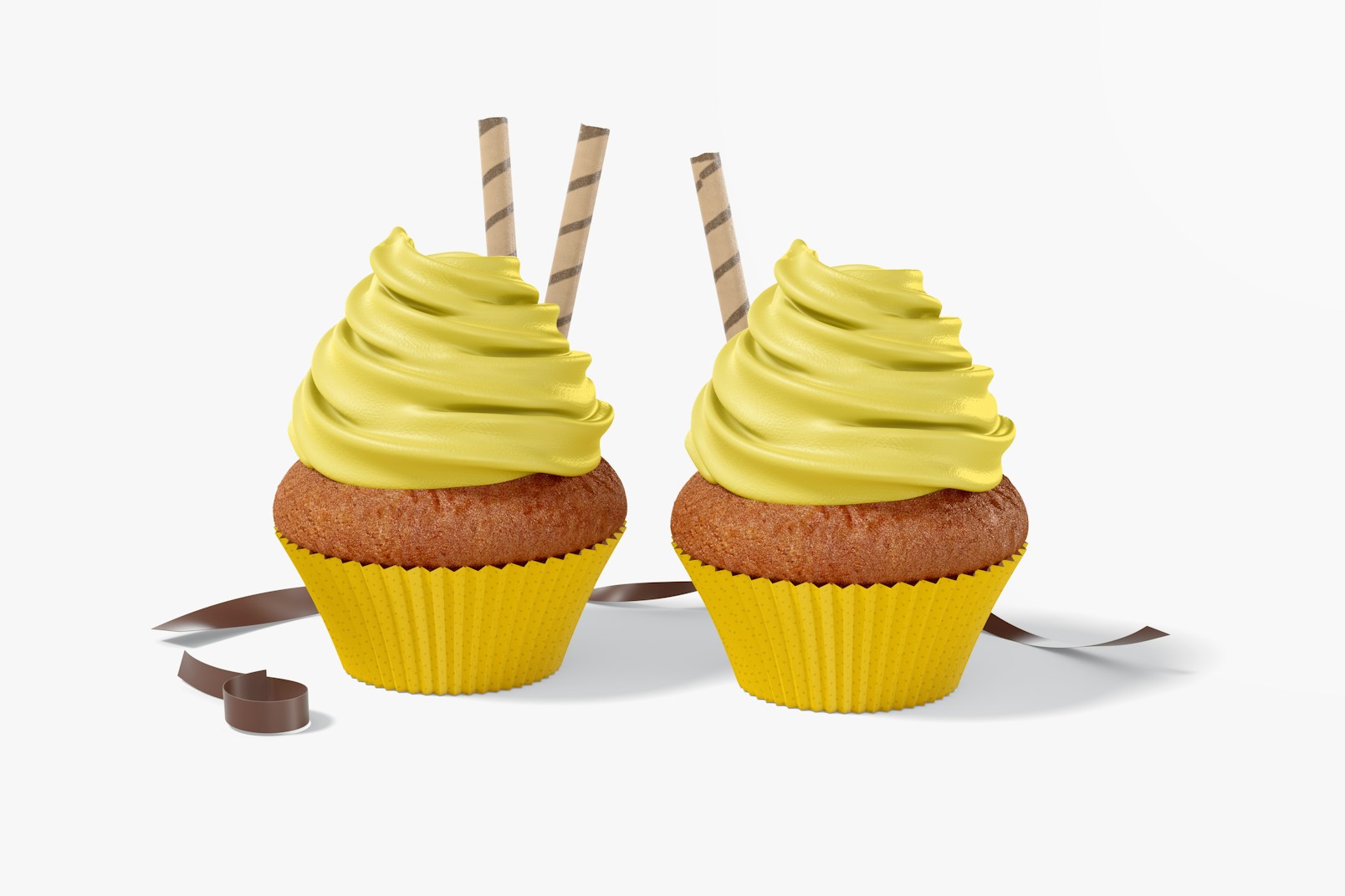 Cupcakes with Paper Baking Cup Mockup, Front View