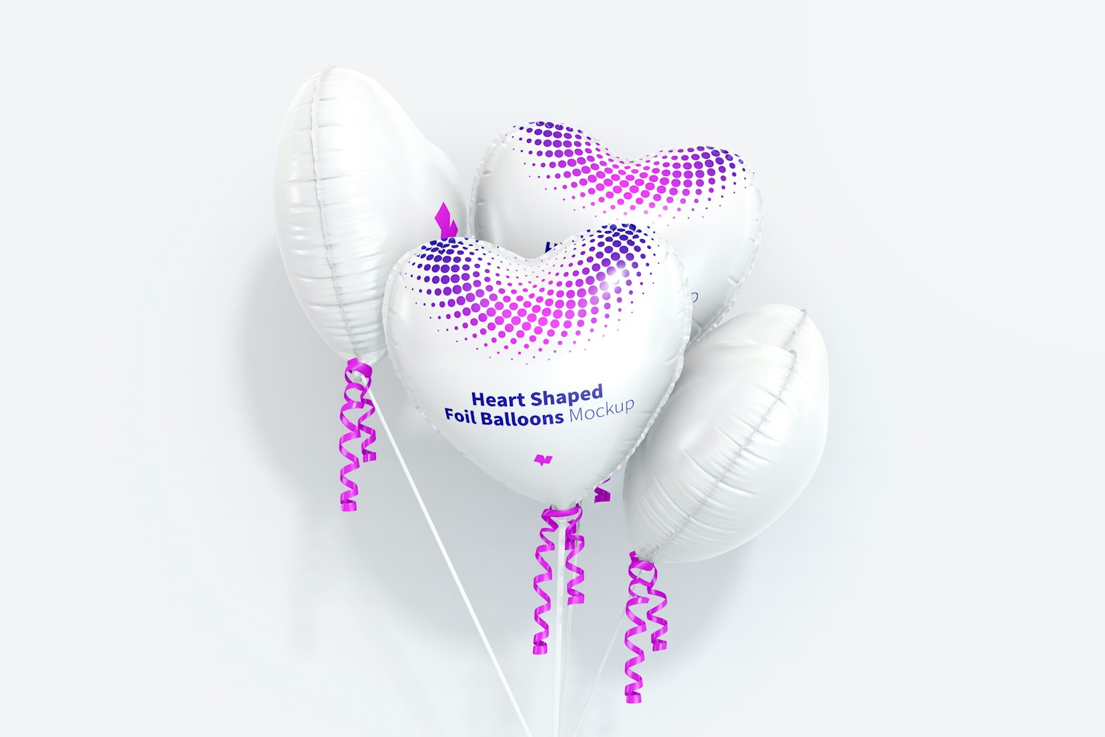 Heart Shaped Foil Balloons Set Mockup