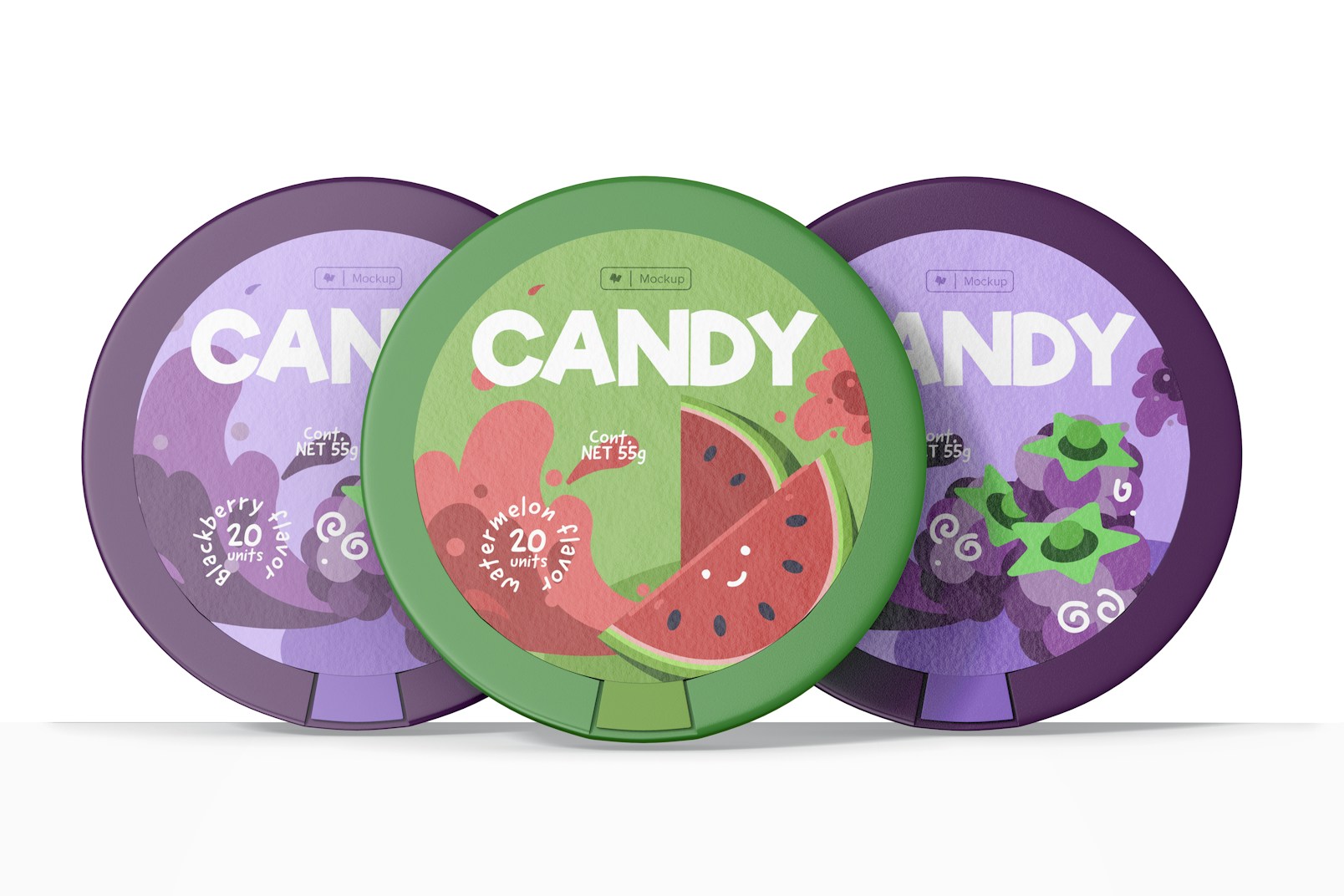 Round Candy Boxes Set Mockup
