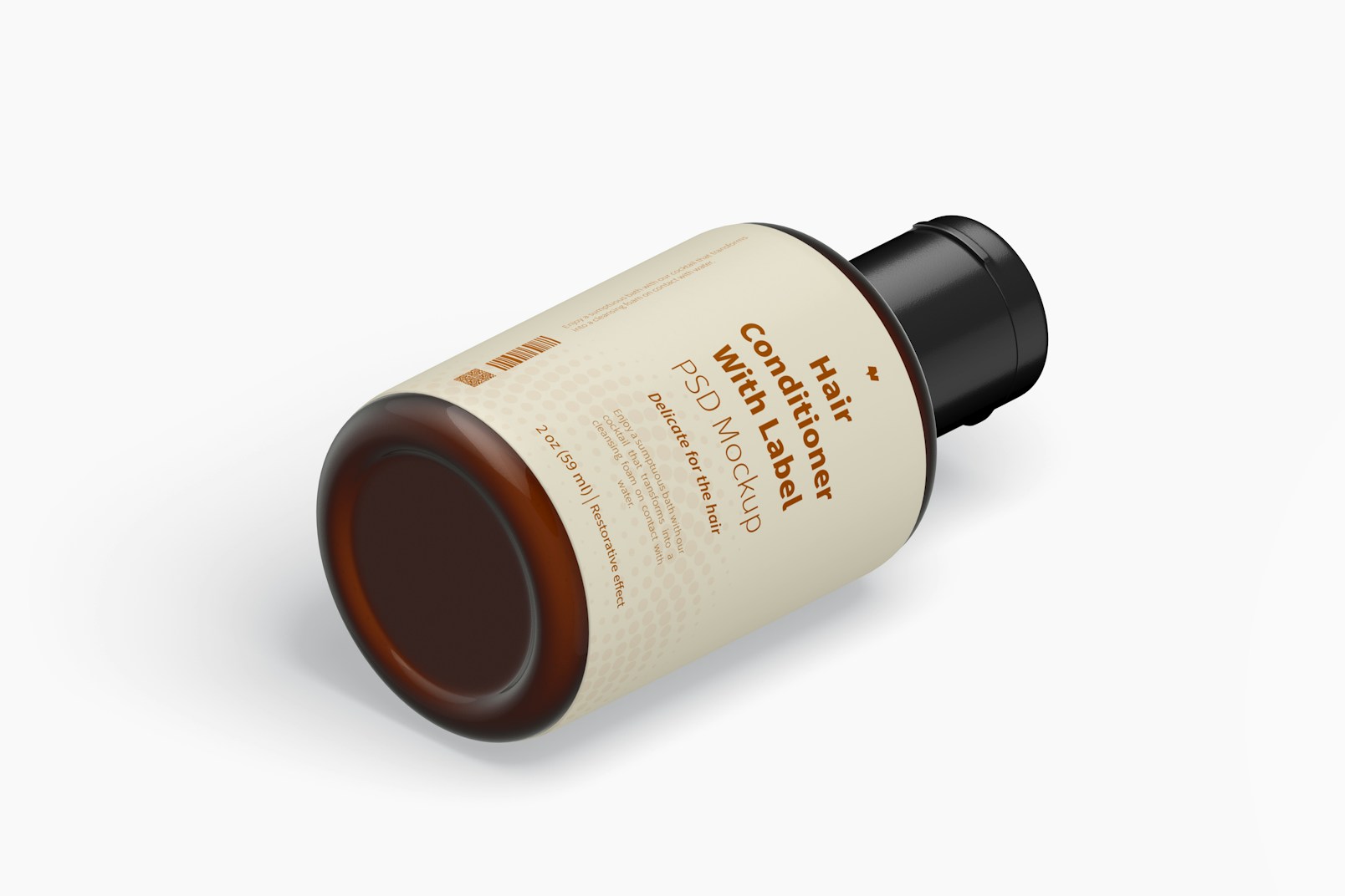 2 oz Hair Conditioner with Label Mockup, Isometric Left View